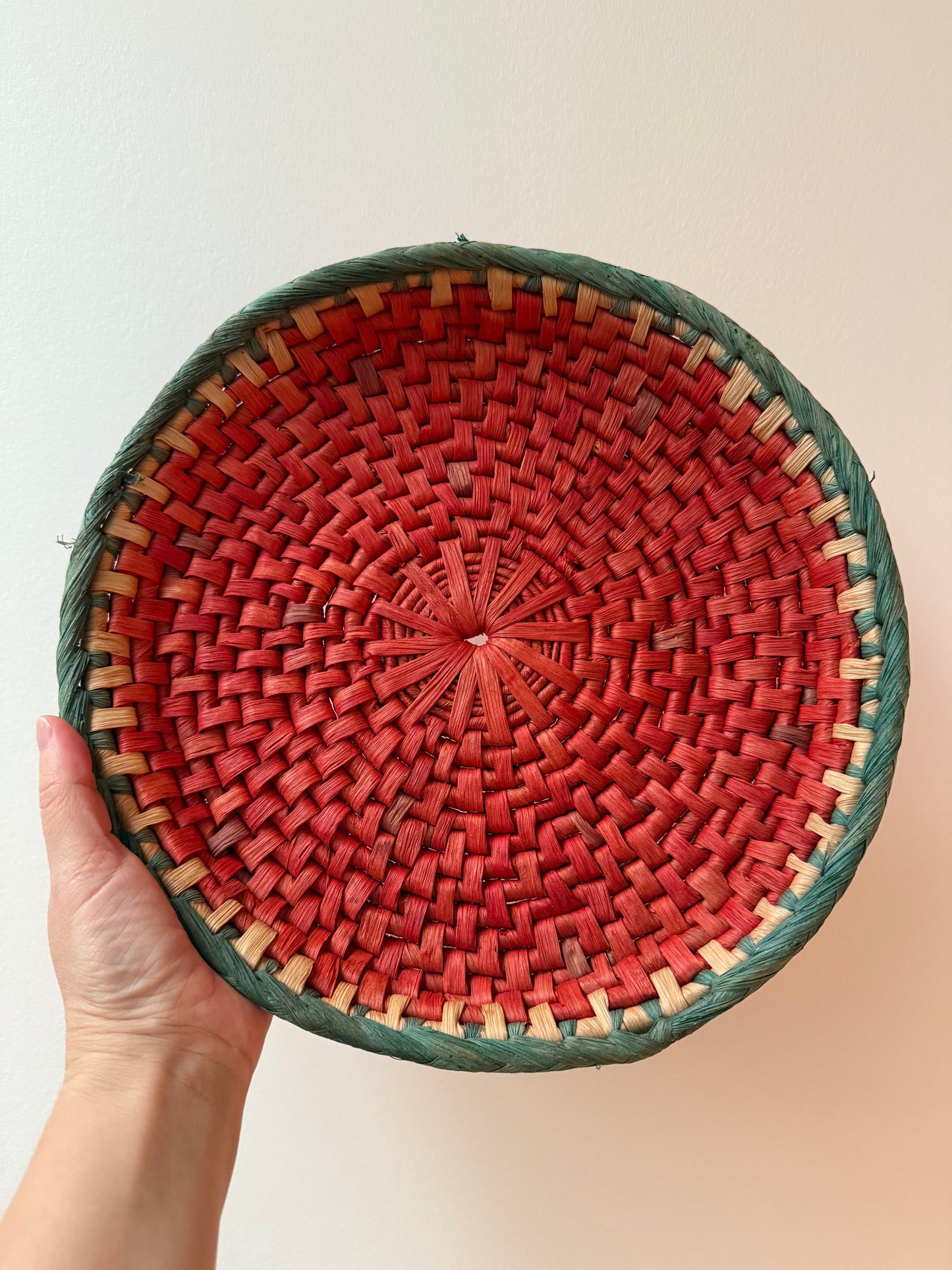 Vintage, handmade fruit basket.