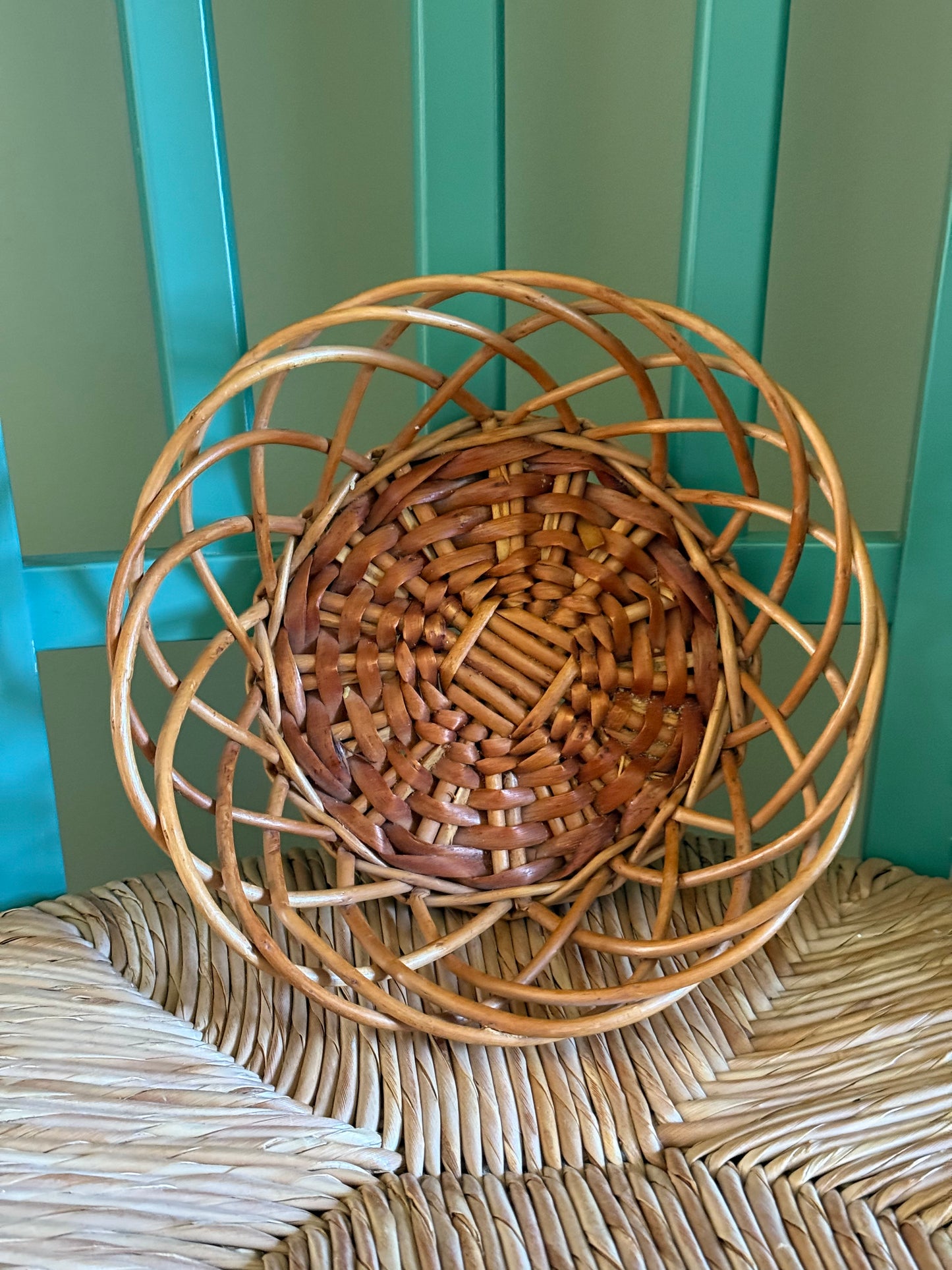 Vintage rattan baskets.