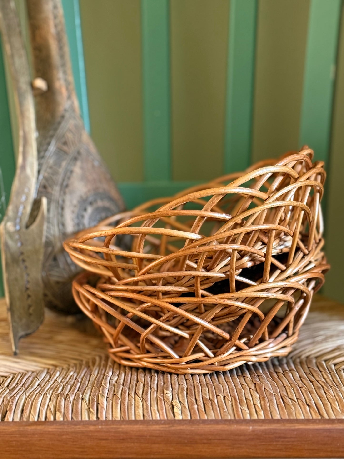 Vintage rattan baskets.