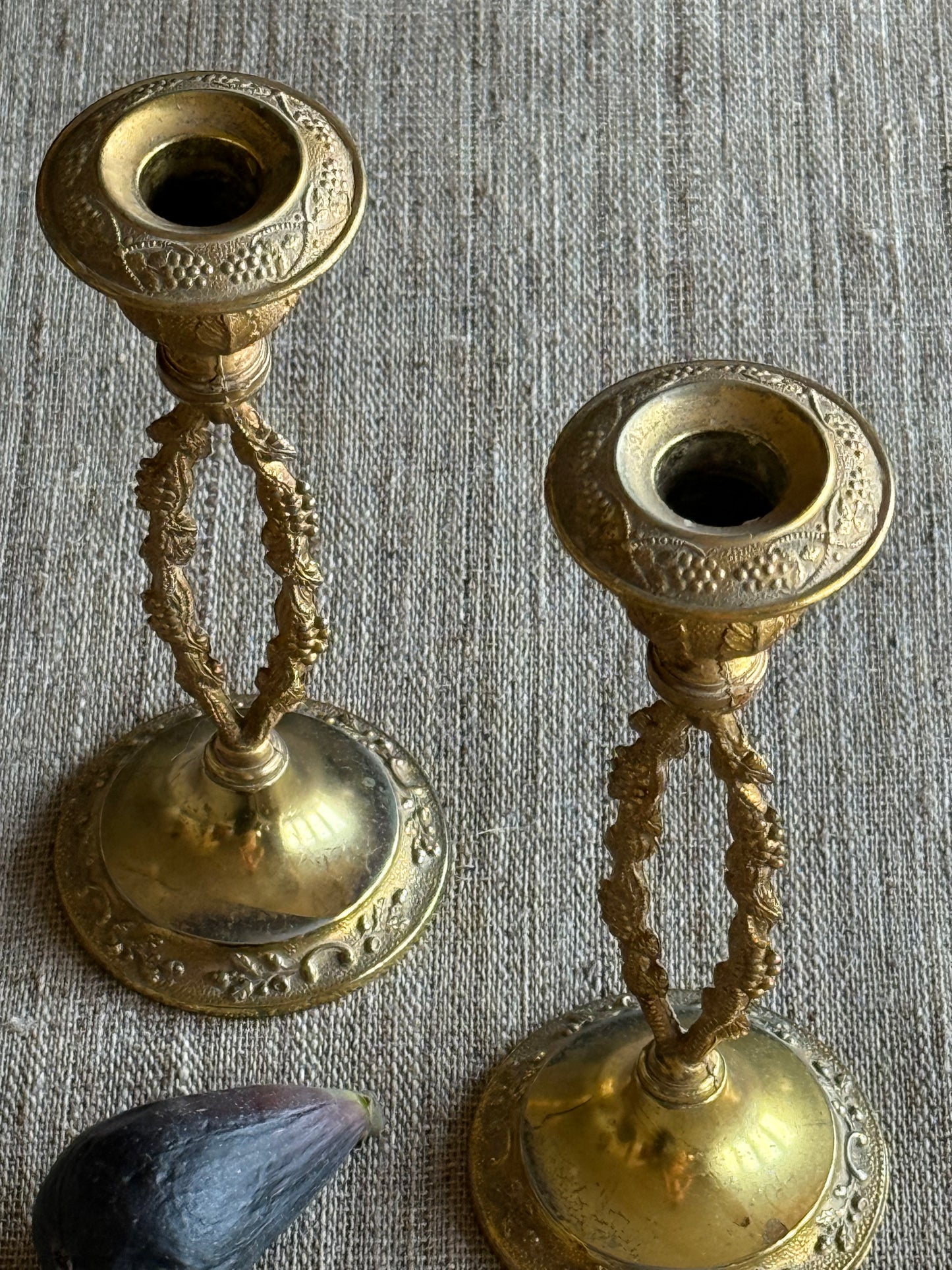 Vintage, brass plated candlestick holders.