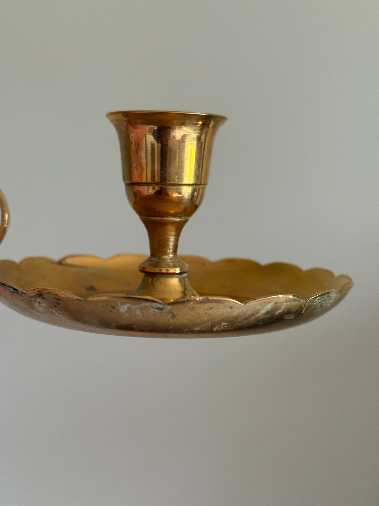 Vintage, solid brass candlestick holder.