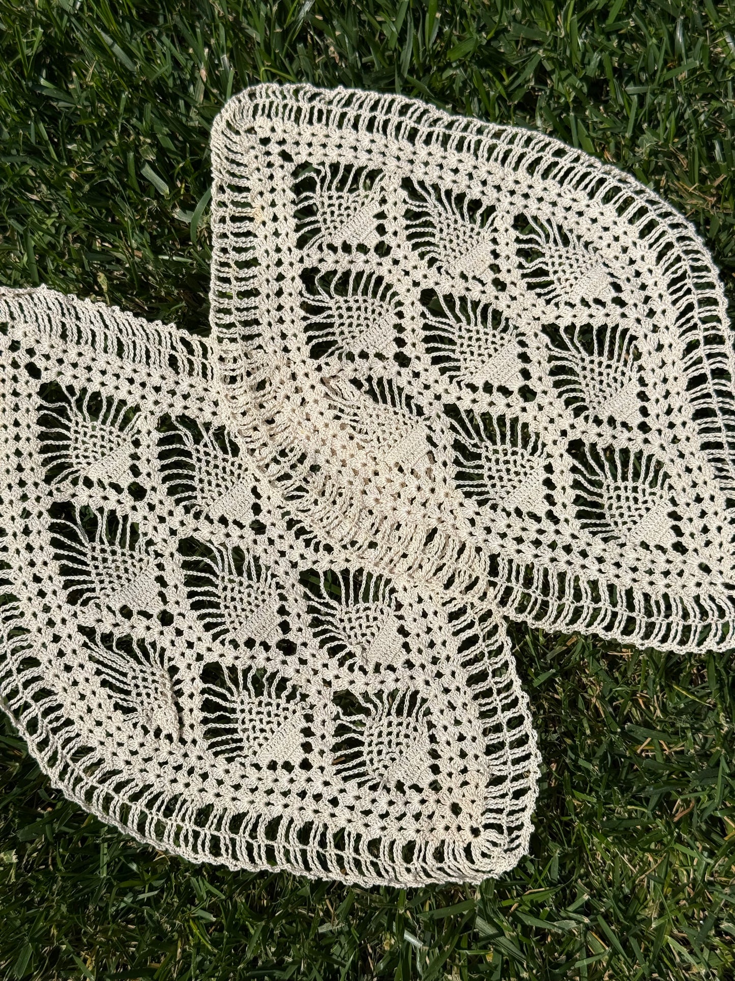 Vintage crochet lace table linen.