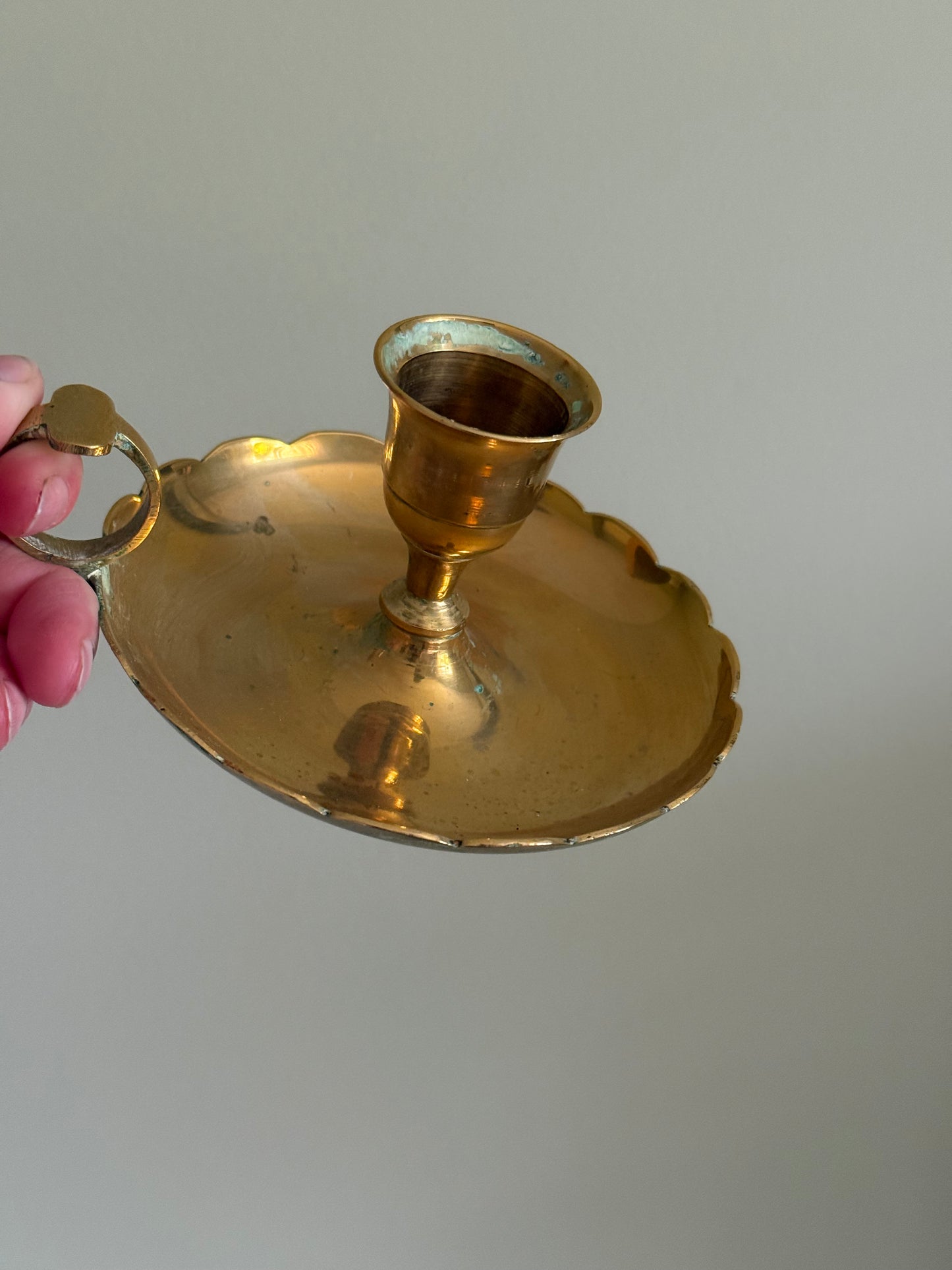 Vintage, solid brass candlestick holder.