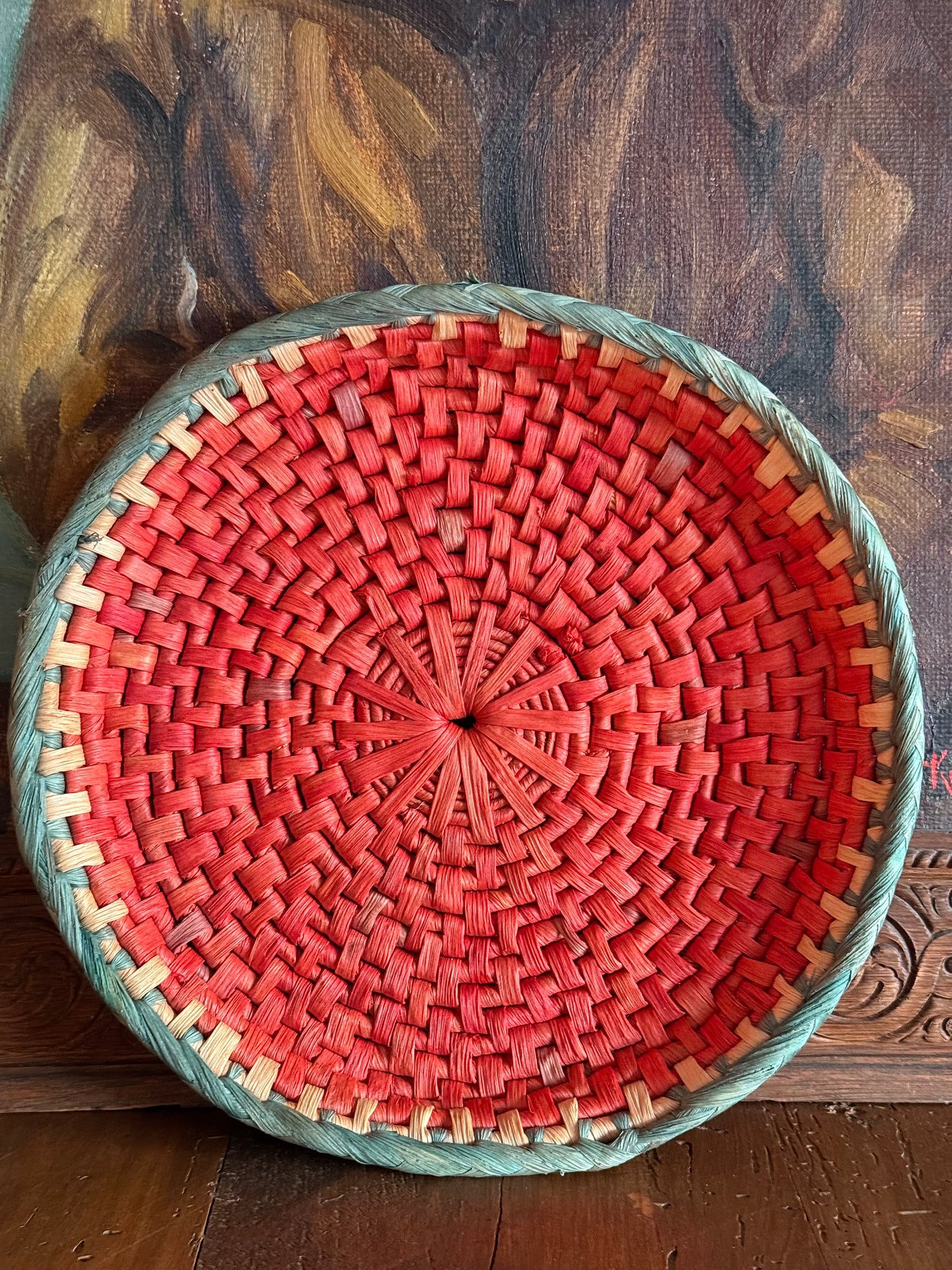 Vintage, handmade fruit basket.