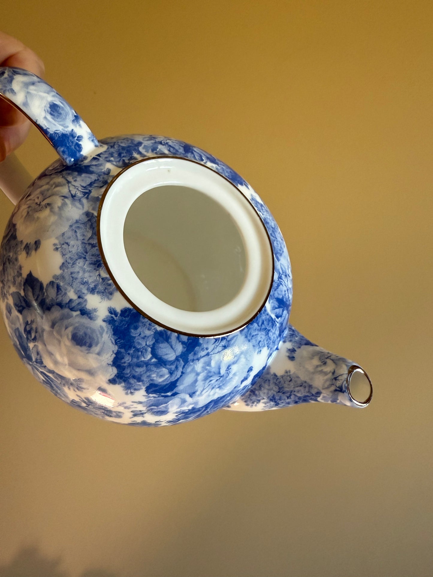 Antique blue and white teapot.