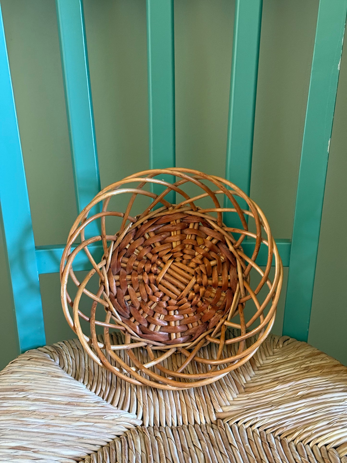 Vintage rattan baskets.