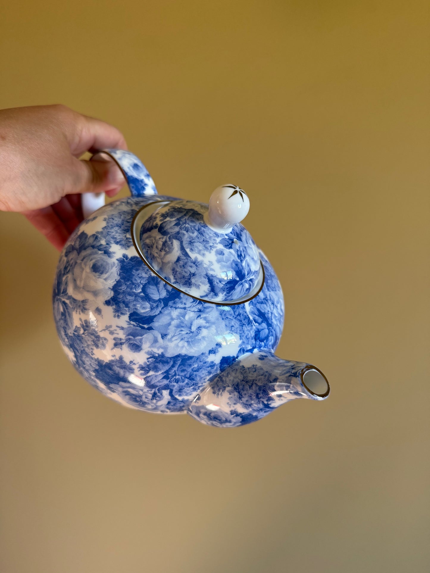 Antique blue and white teapot.