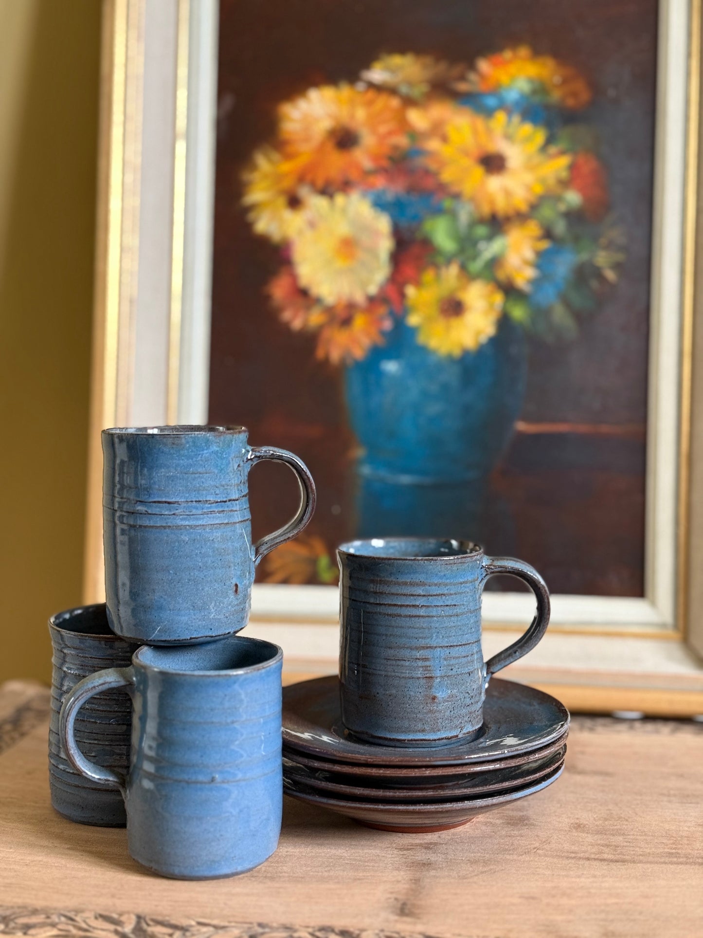Vintage, pottery espresso cups.
