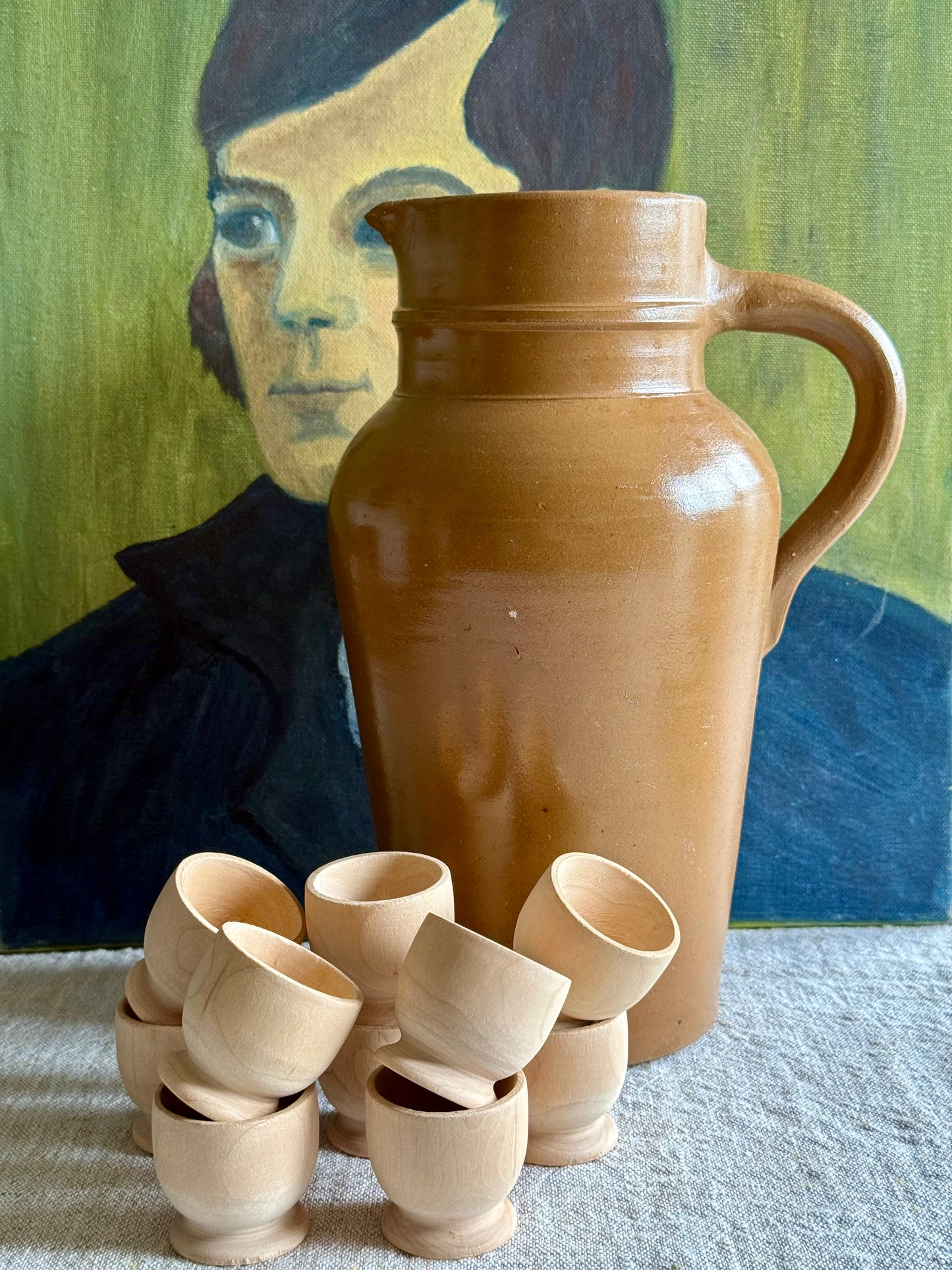 Vintage, wood carved egg cups.