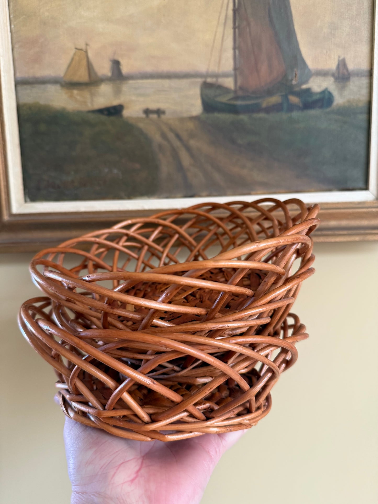 Vintage rattan baskets.