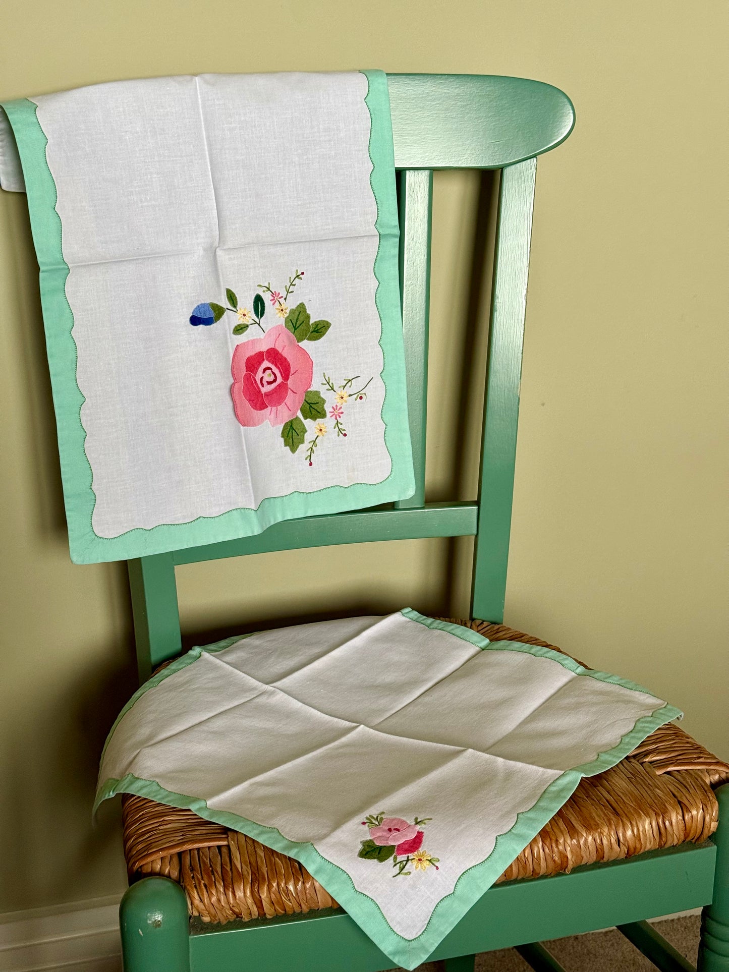Vintage, hand embroidered set.