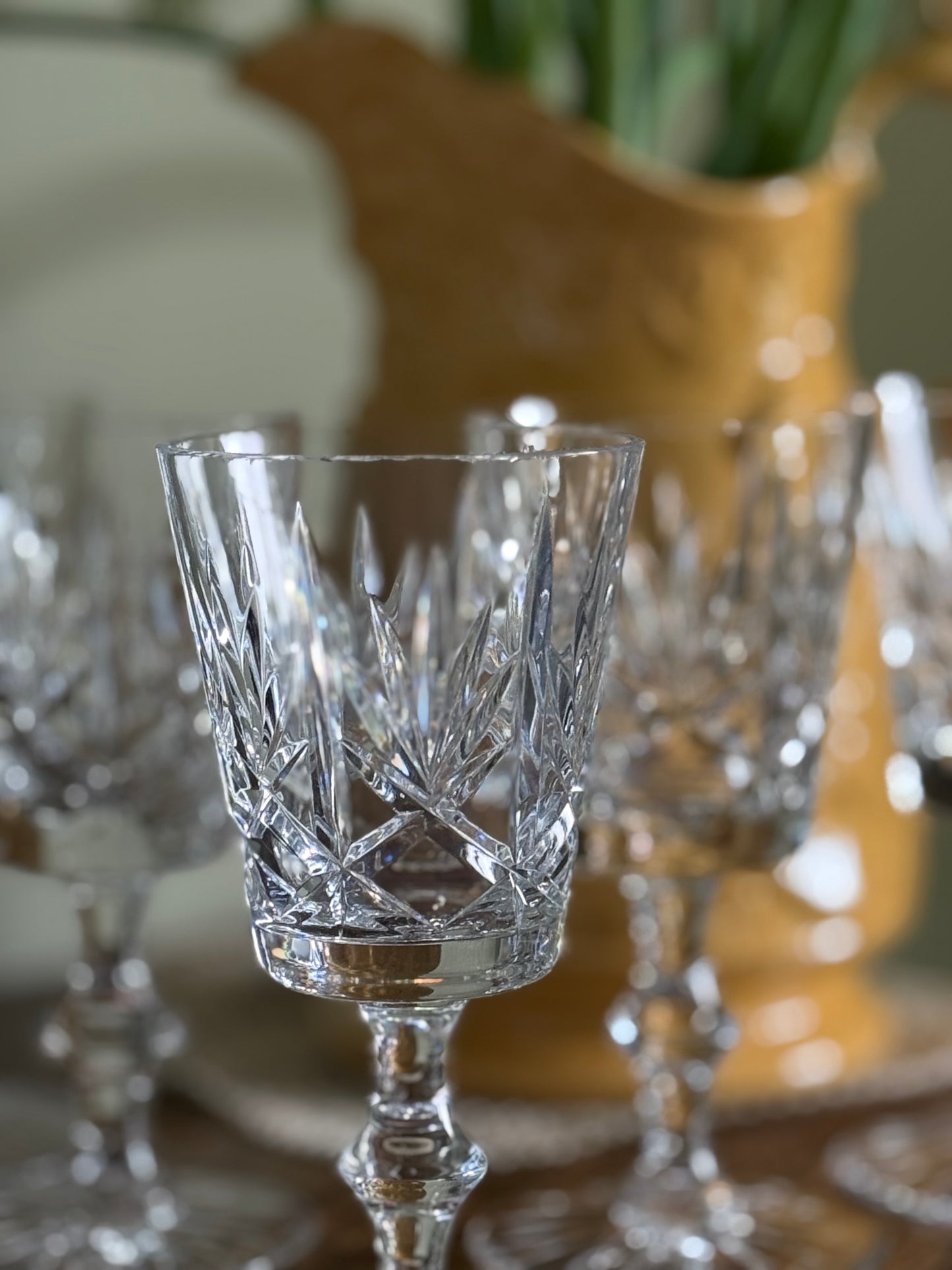 High quality, vintage crystal stemmed glasses.