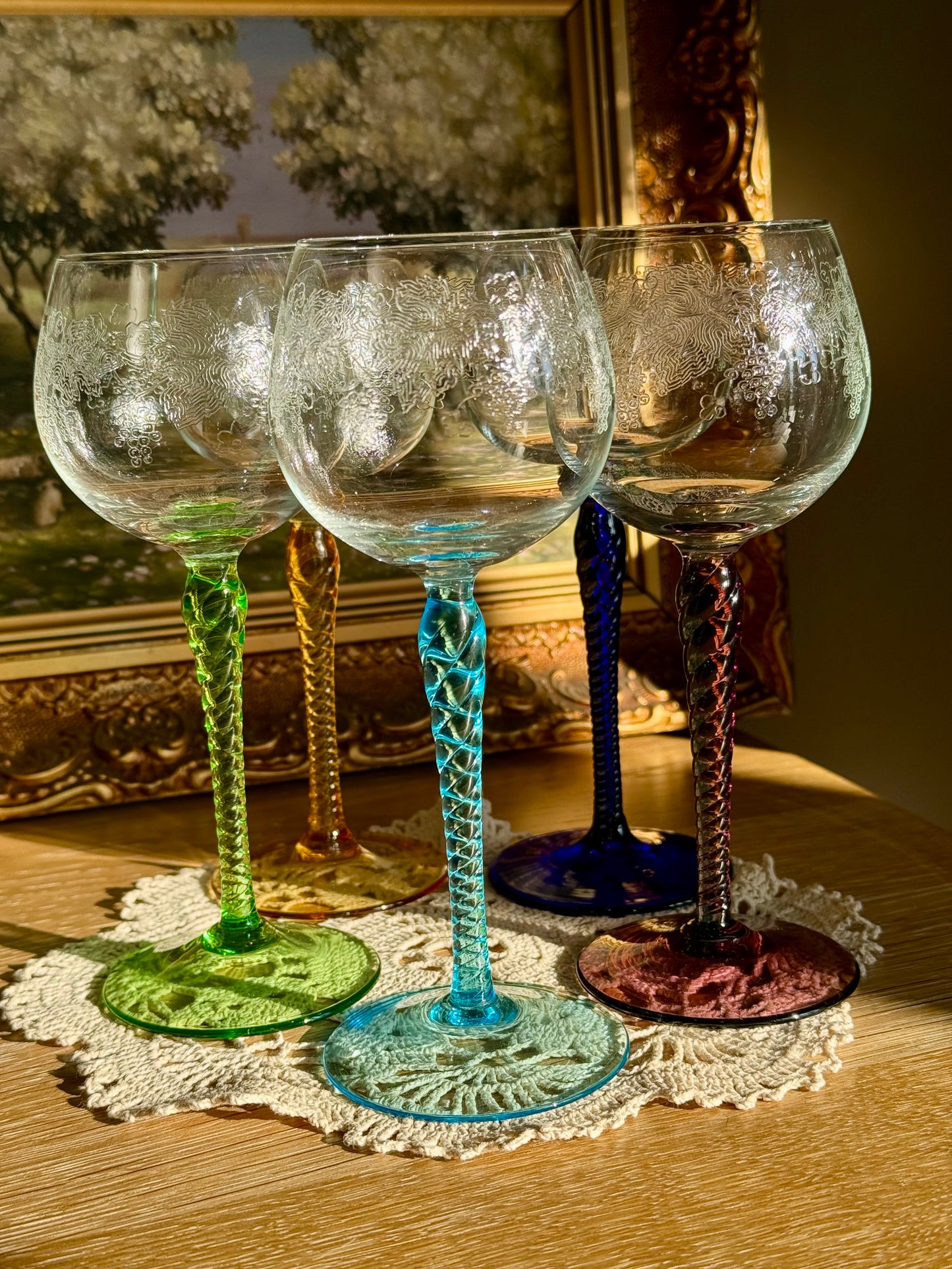 Stunning vintage wine glasses.