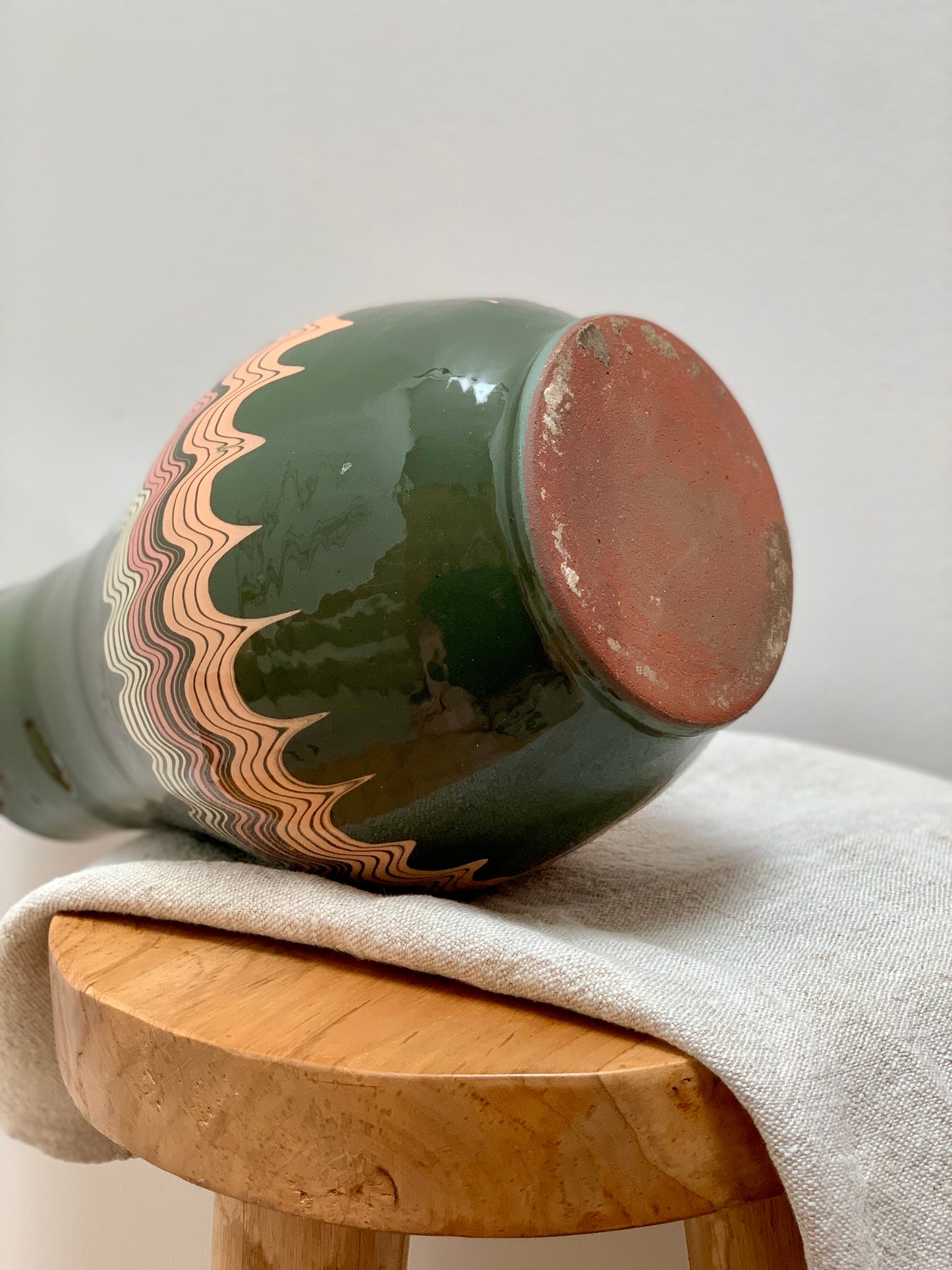Hand thrown and hand painted, large ceramic vase.