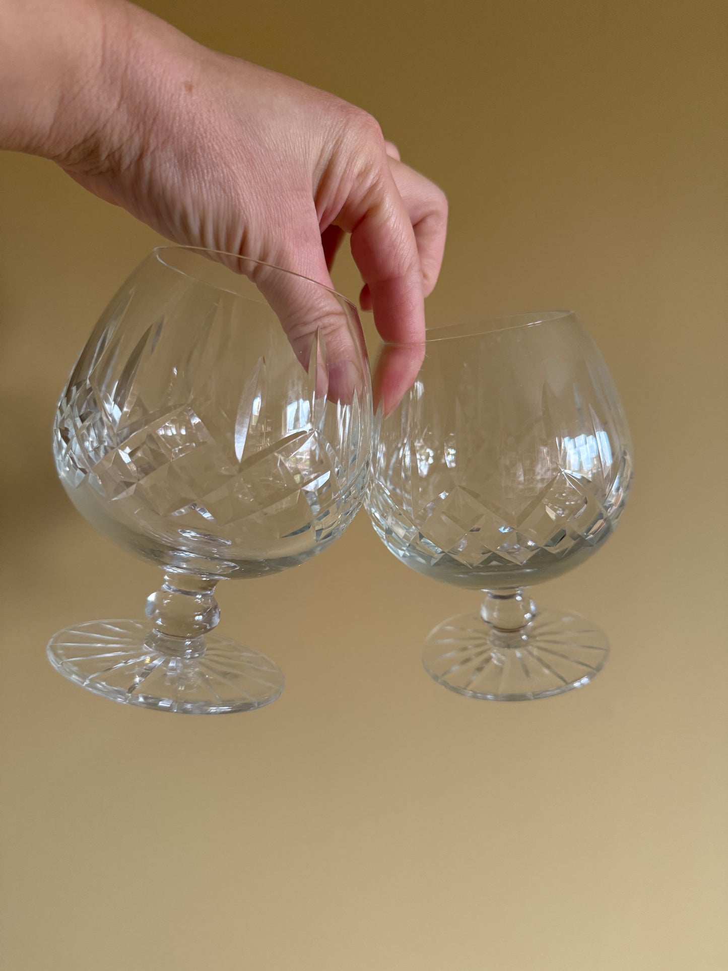 Beautiful, vintage, set of two crystal stemmed glasses.