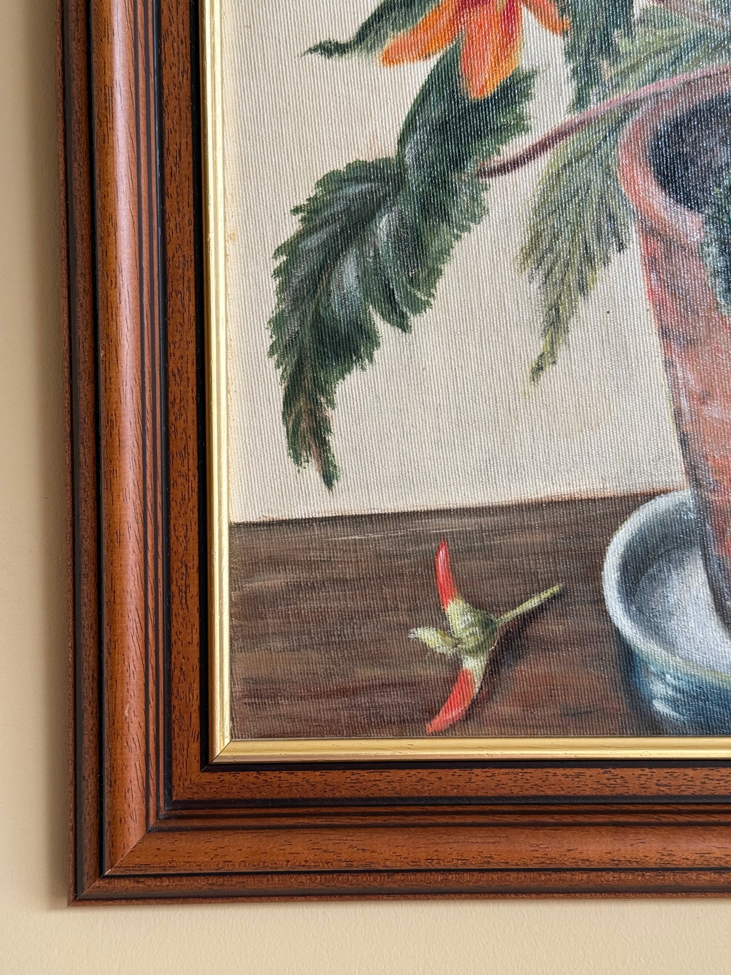 Vintage, acrylic on canvas painting.