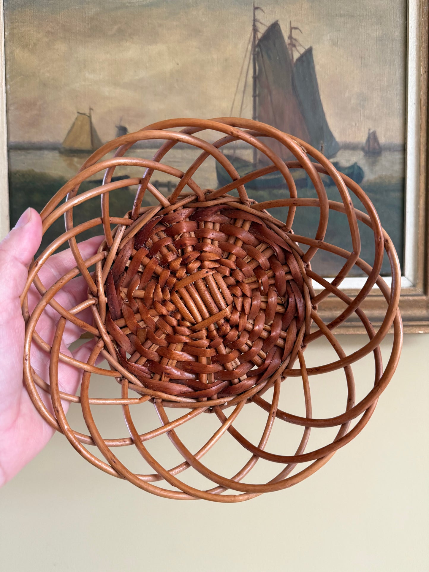 Vintage rattan baskets.