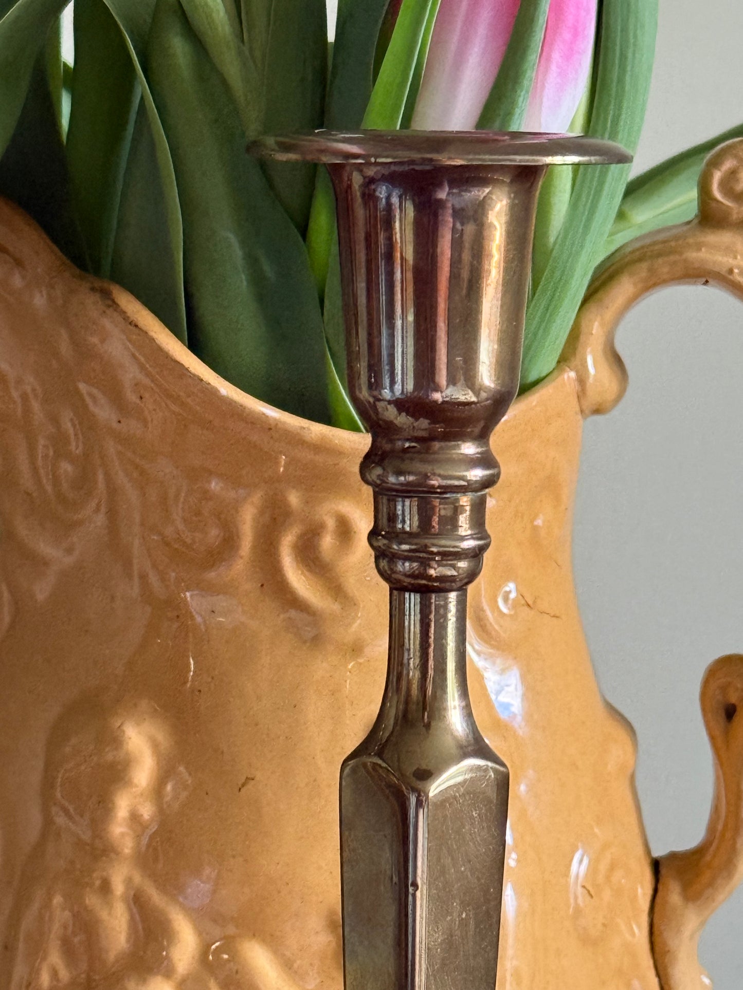 Vintage solid brass candlestick holders.
