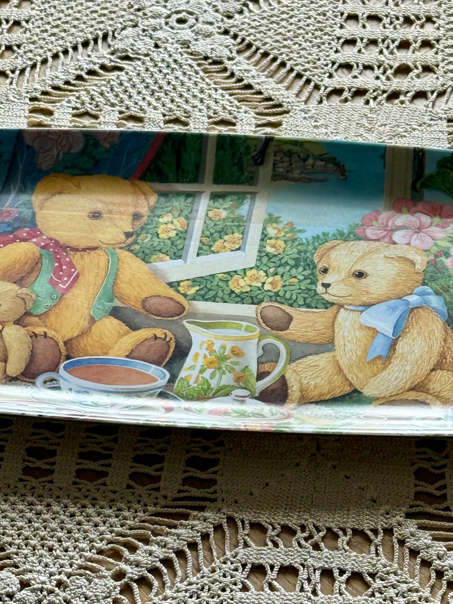 Vintage small teddy tray.