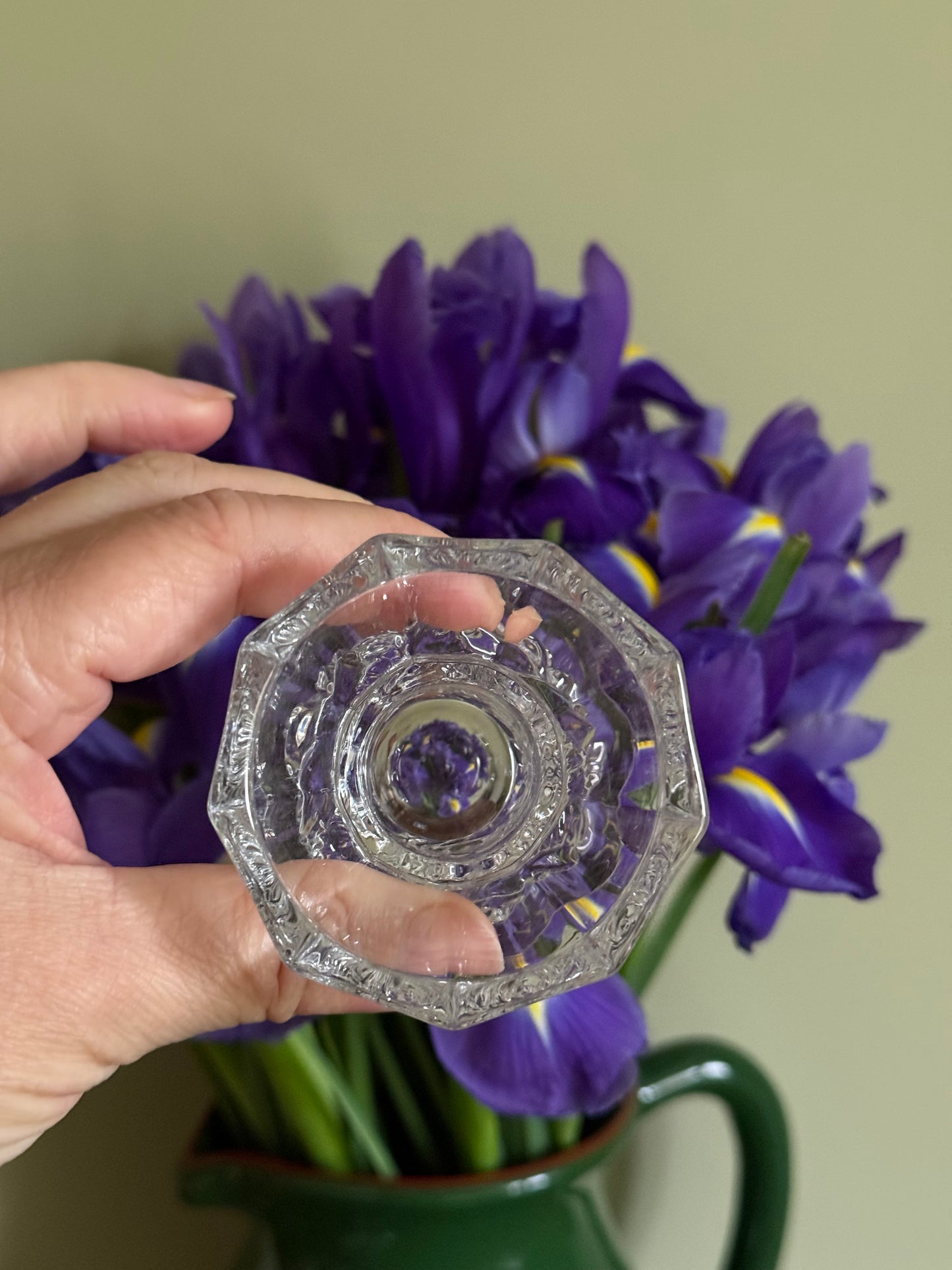 Vintage, crystal candlestick holders.