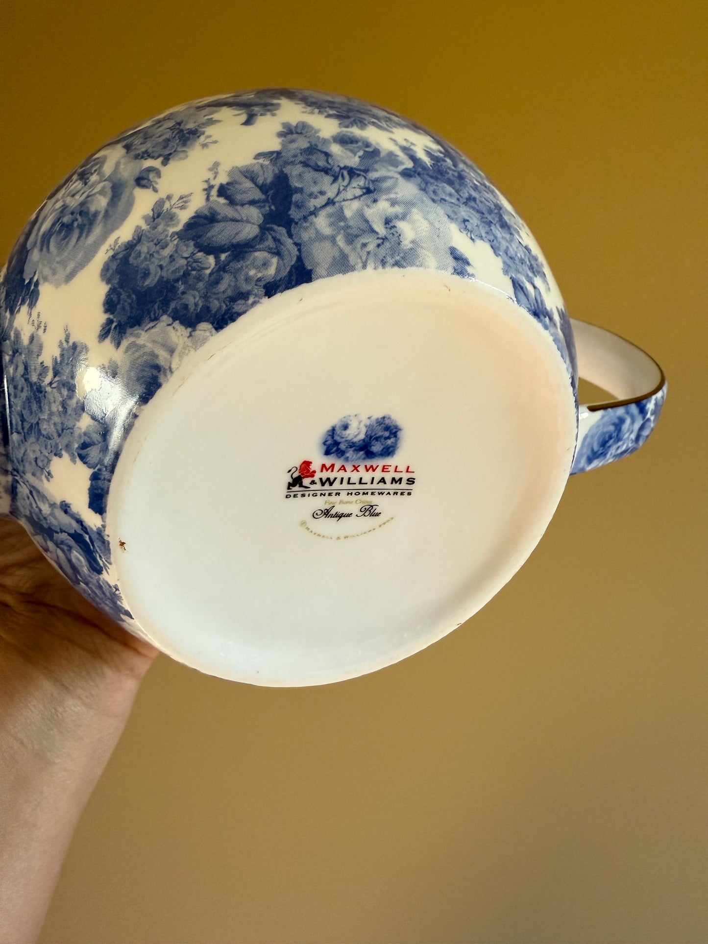 Antique blue and white teapot.