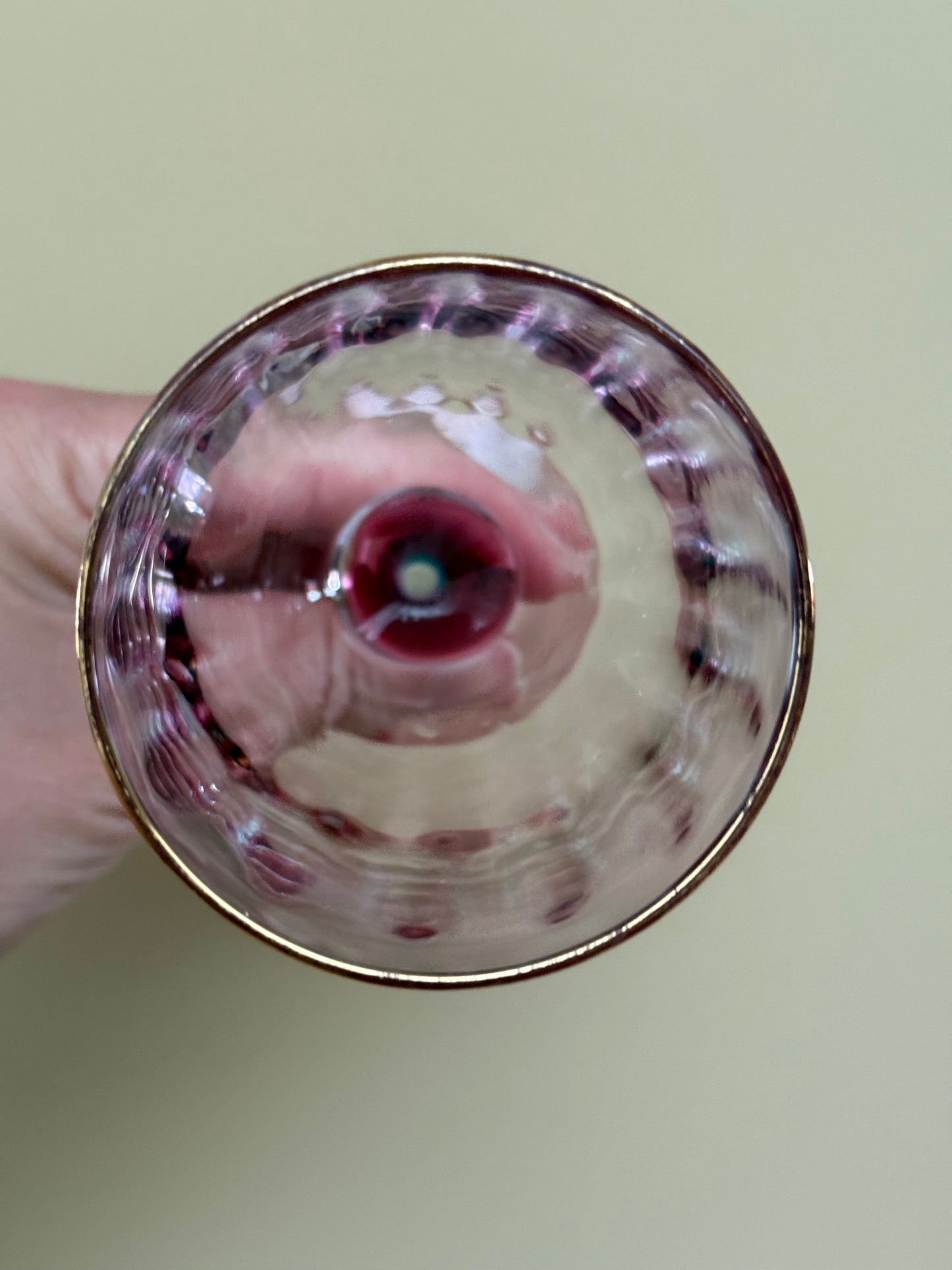 Vintage set of 5 wine stemmed glasses.