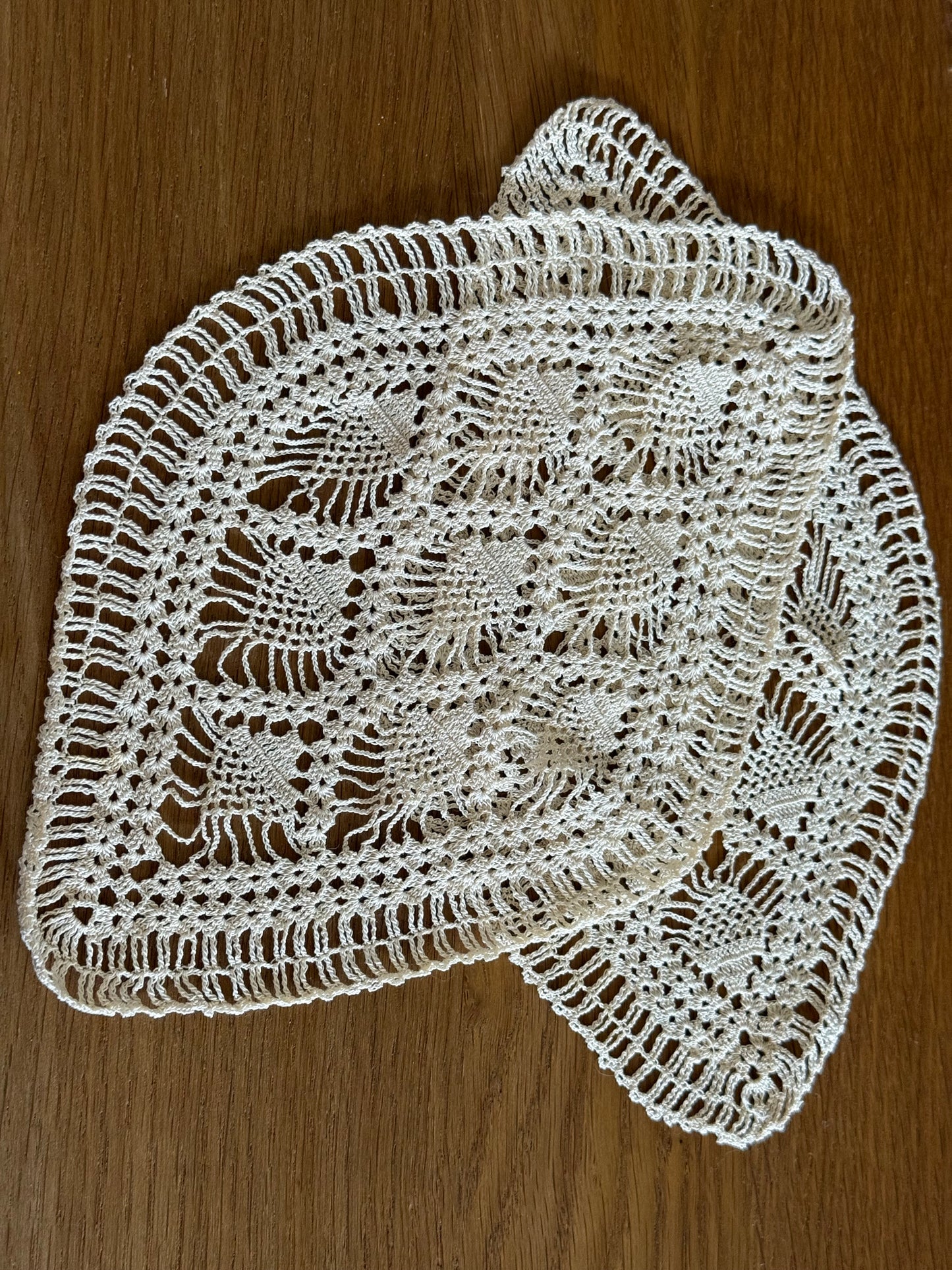 Vintage crochet lace table linen.