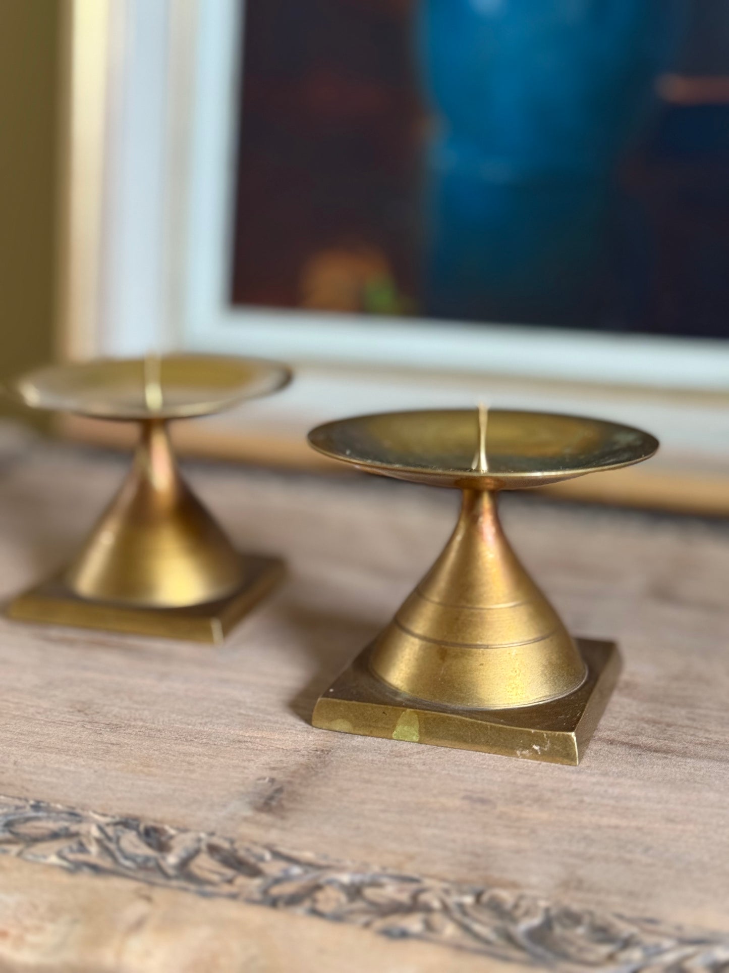 Vintage, brass candlestick holders.