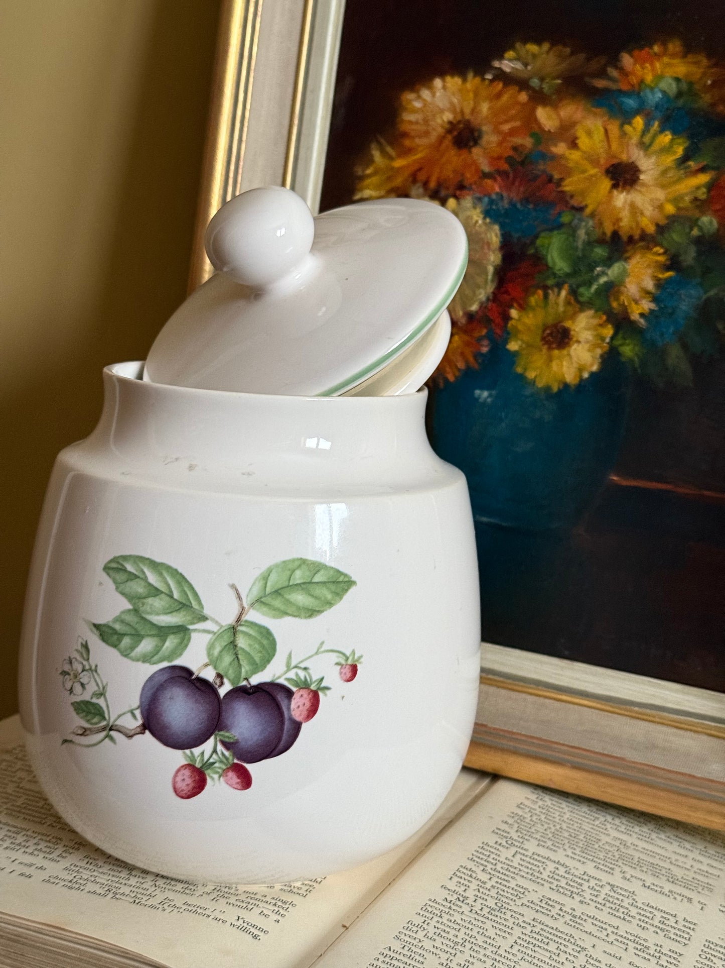 Vintage, St. Michael lidded jar.