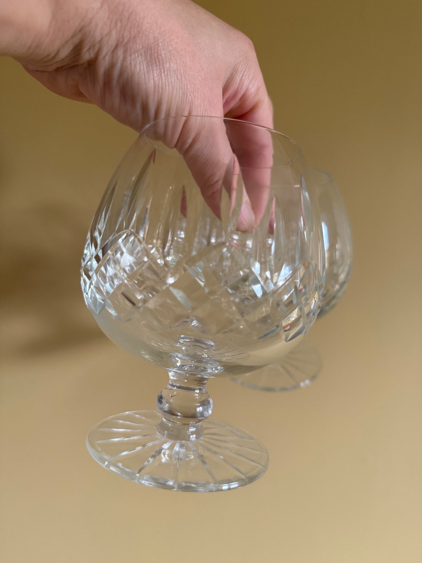 Beautiful, vintage, set of two crystal stemmed glasses.