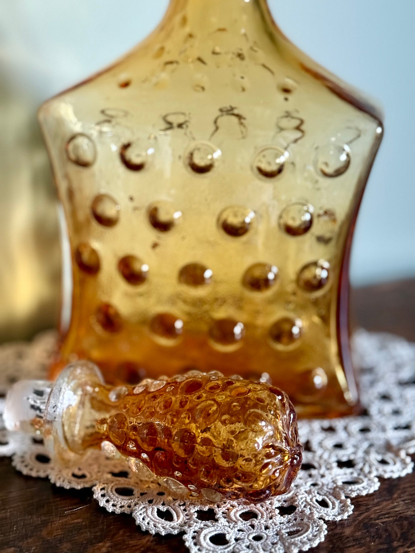 Vintage, amber glass bottle.