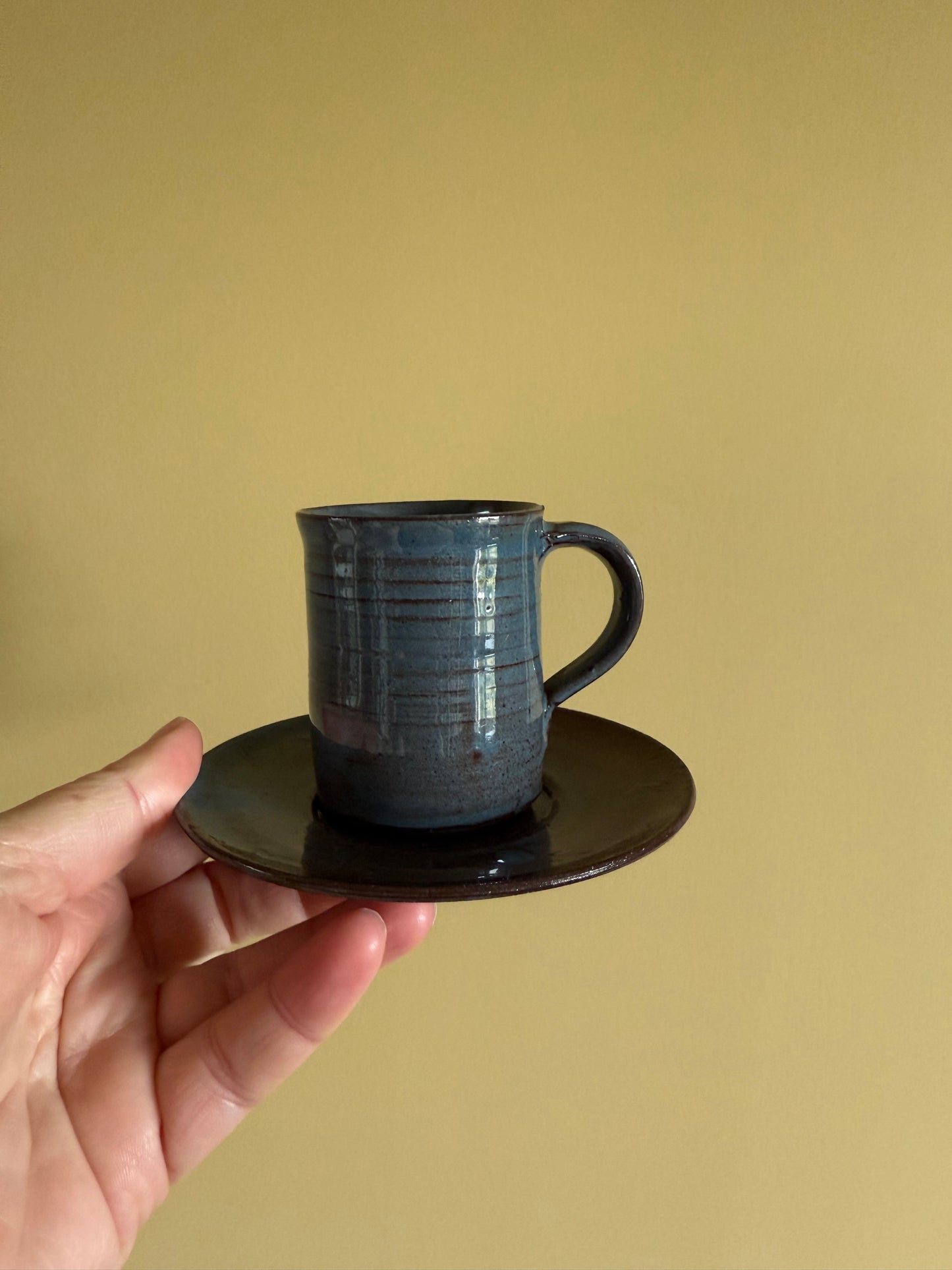 Vintage, pottery espresso cups.