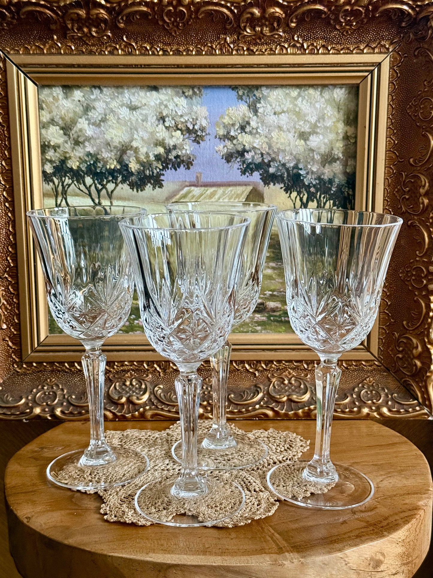 Vintage, crystal wine glasses.