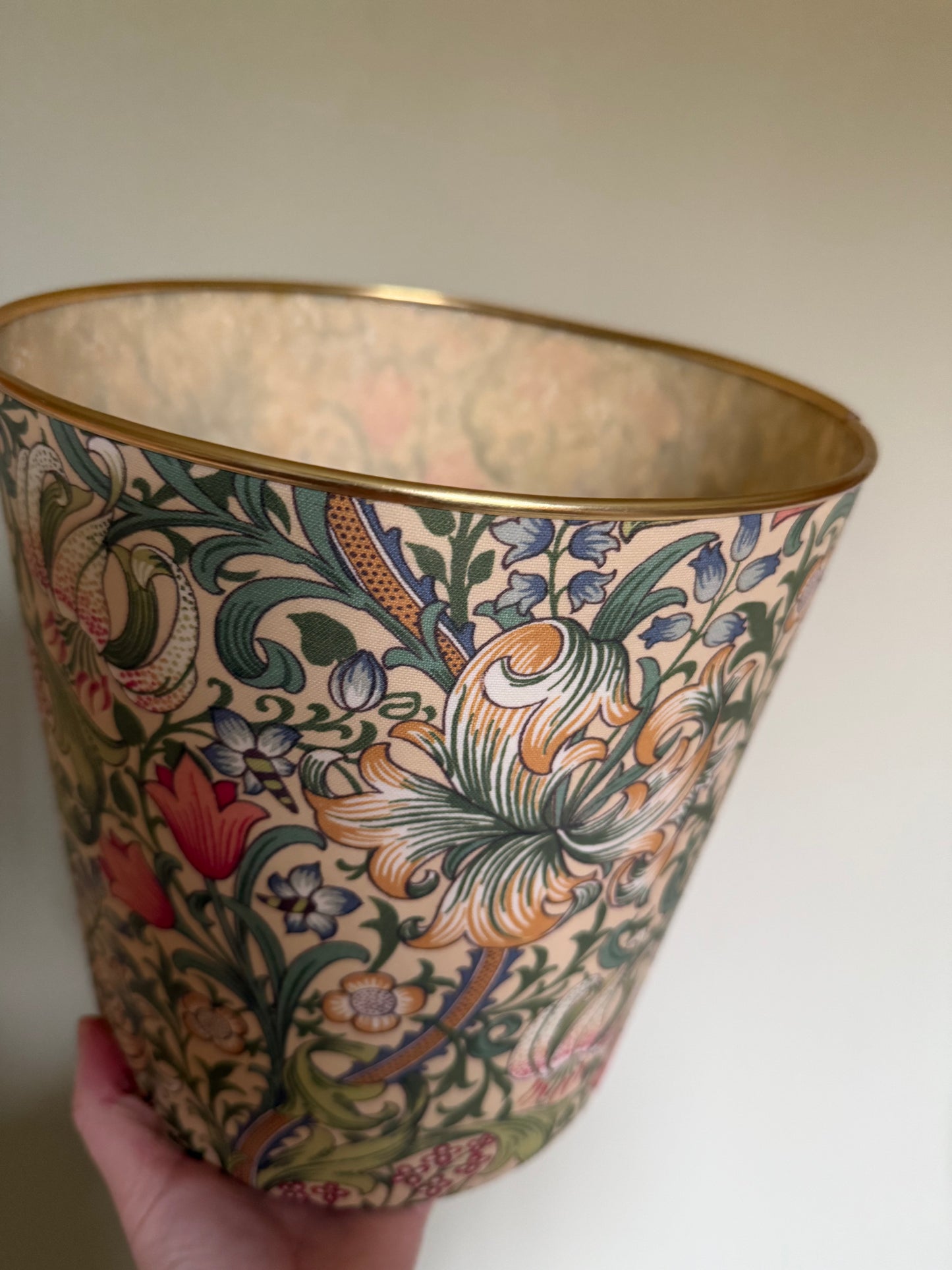 Vintage William Morris paper waste bin.