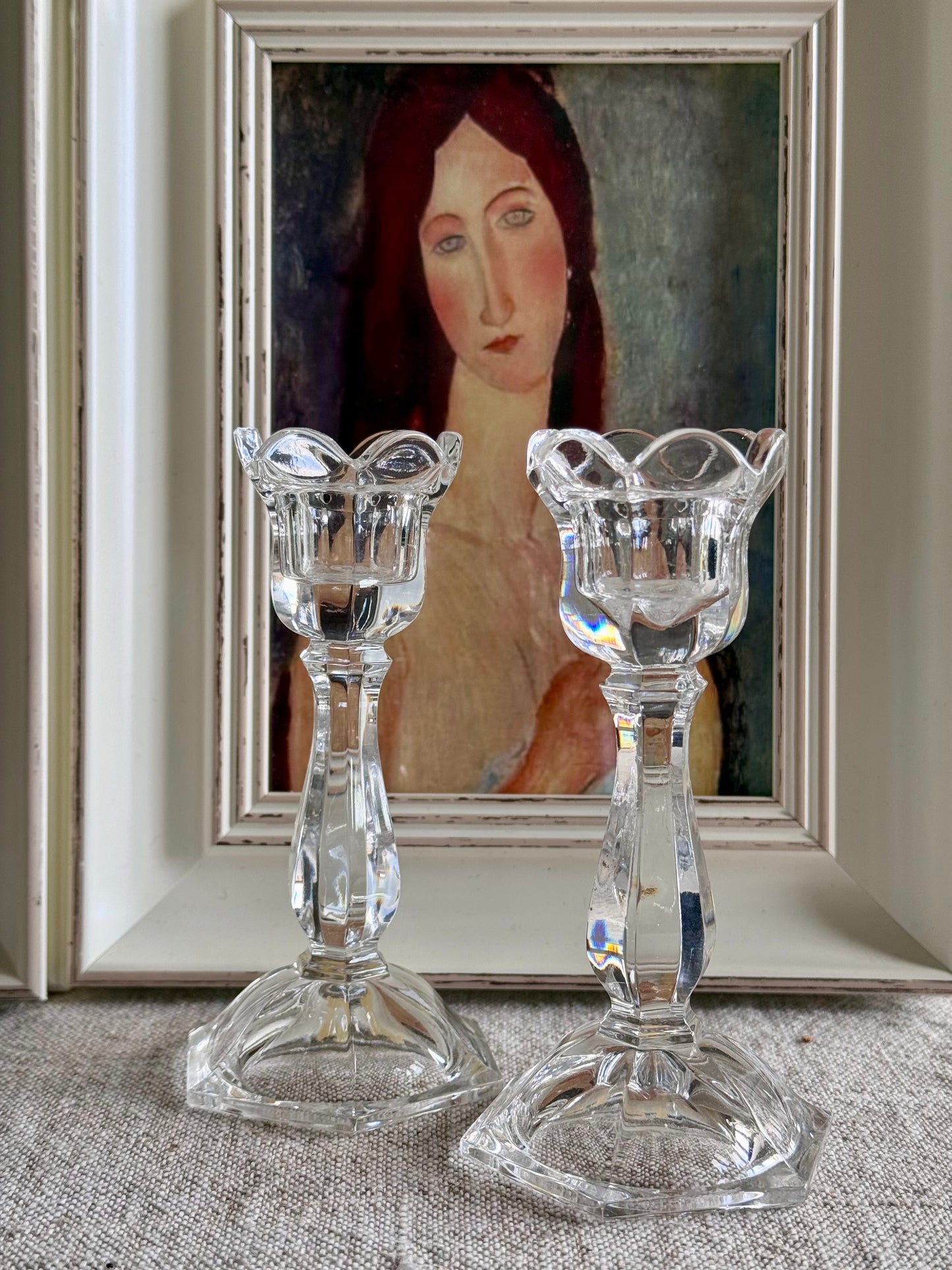 Likely Bohemia vintage crystal candlestick holders.
