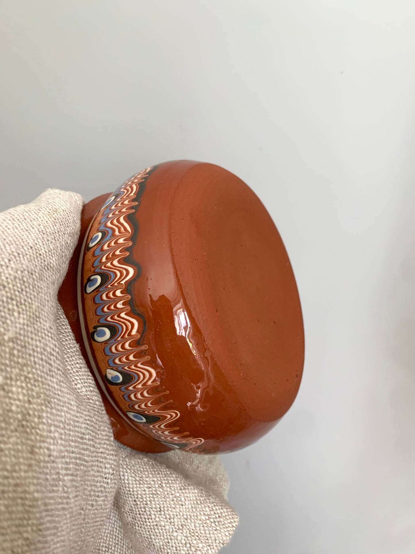 Set of four handmade, ceramic bowls.