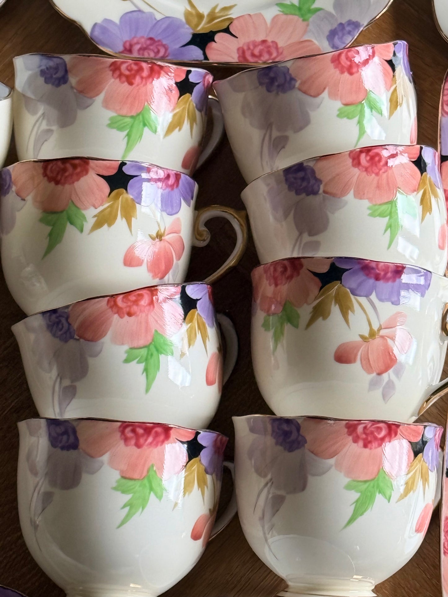 Vintage  Roslyn China hand-painted tea set, made in England
