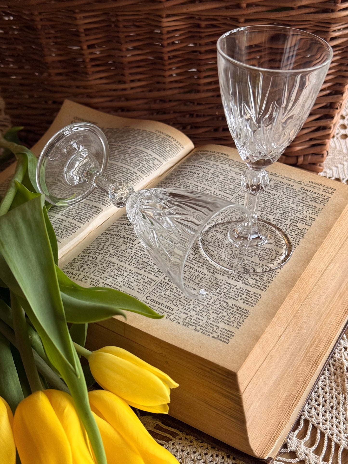 Vintage Cut Crystal Liqueur Glasses Set of 6 – Faceted, Elegant Small Stemware