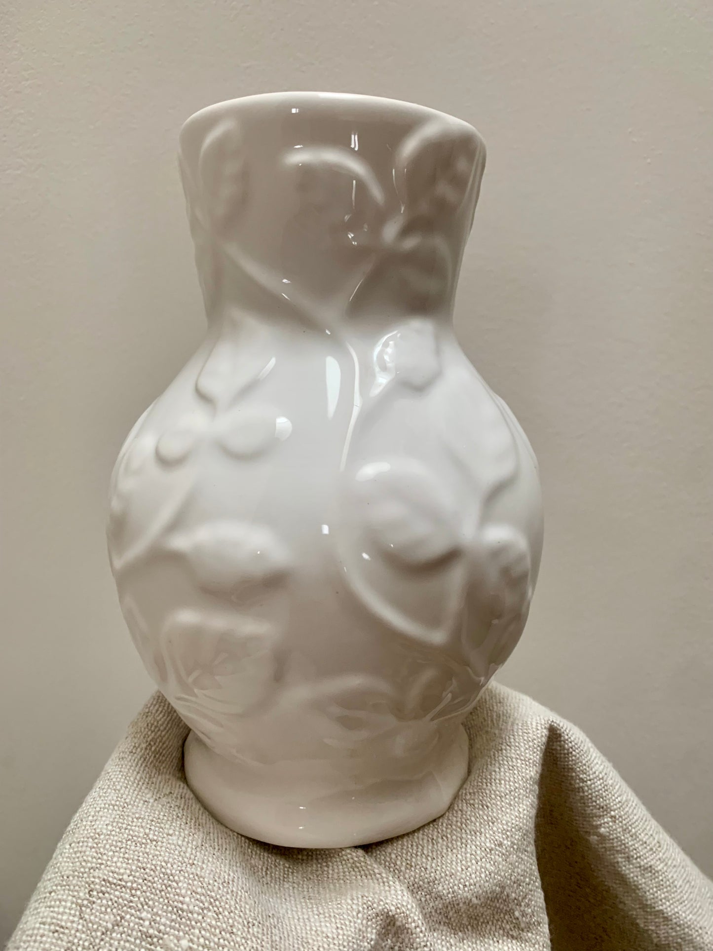 Vintage white ceramic vase.