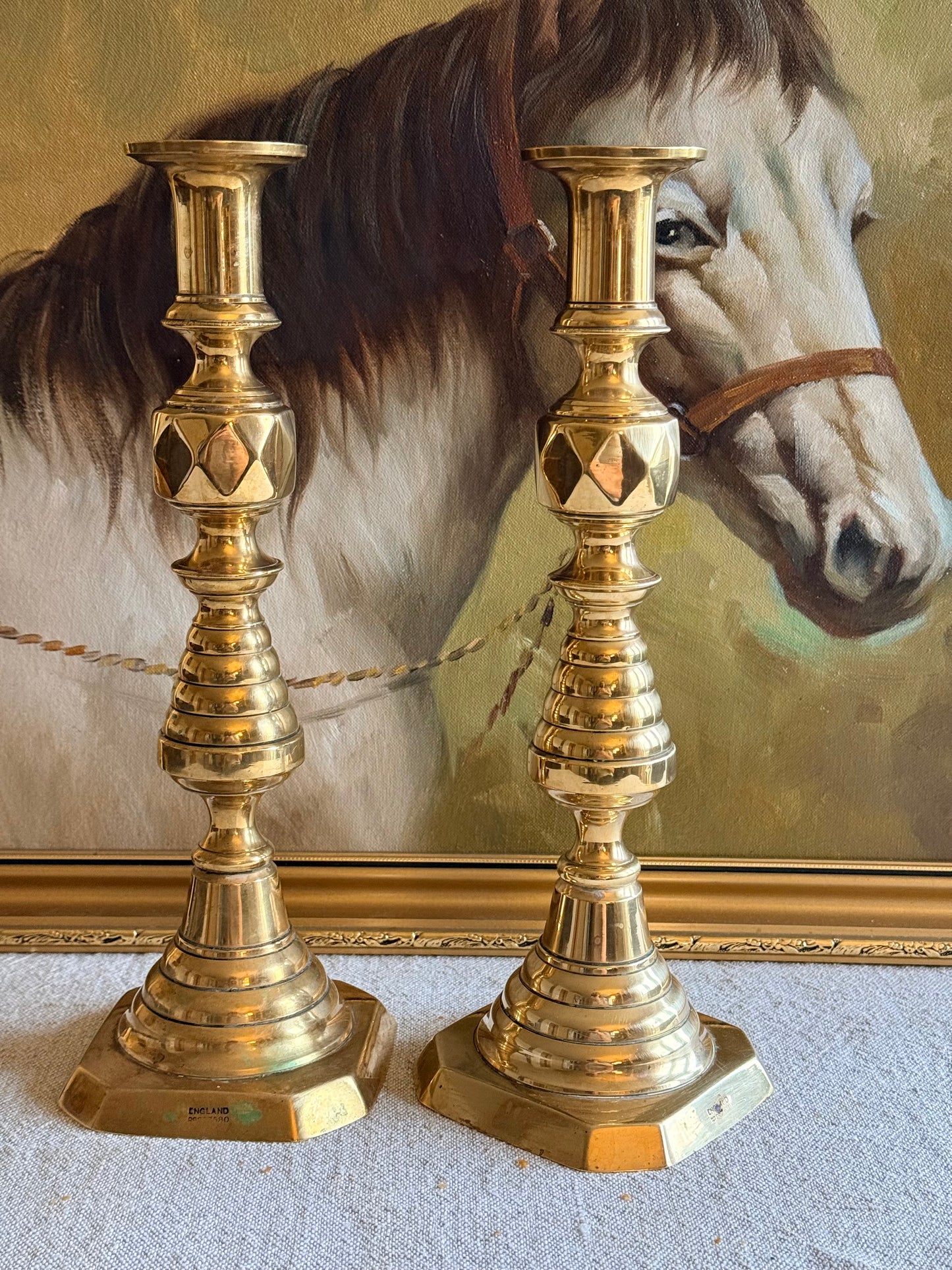 Solid brass large candlestick holders.