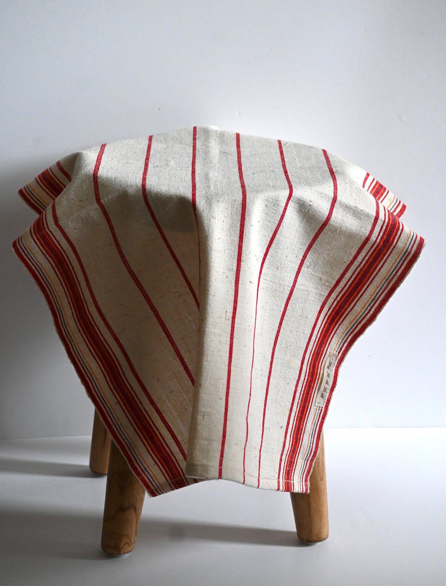 Antique, handwoven cotton tea towel.