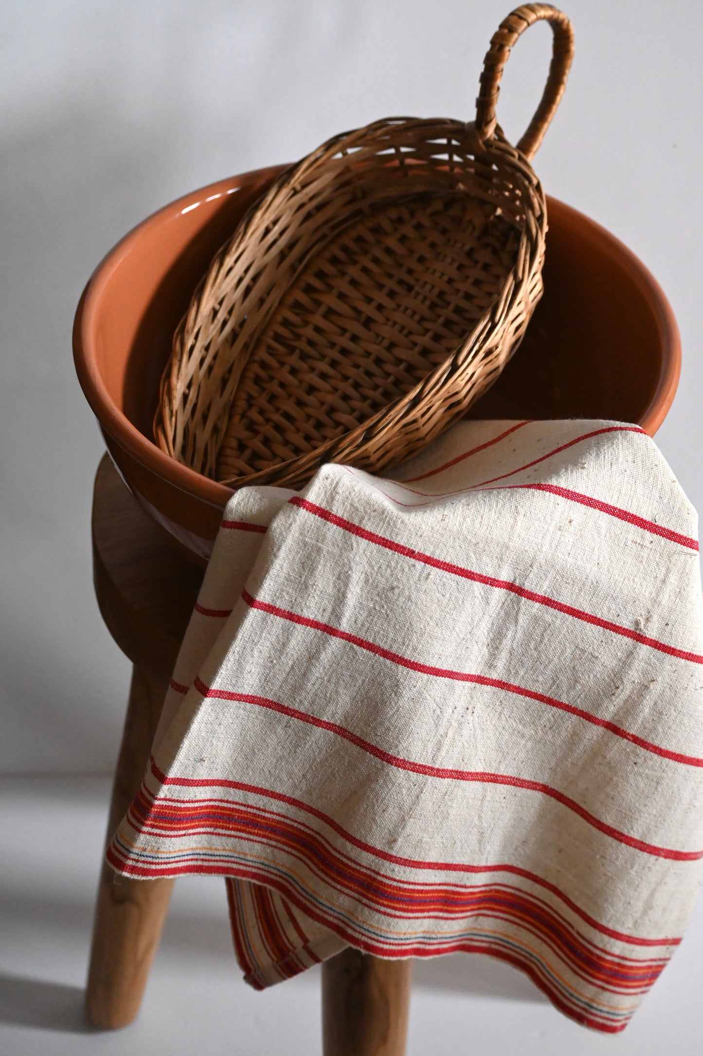 Antique, handwoven cotton tea towel.