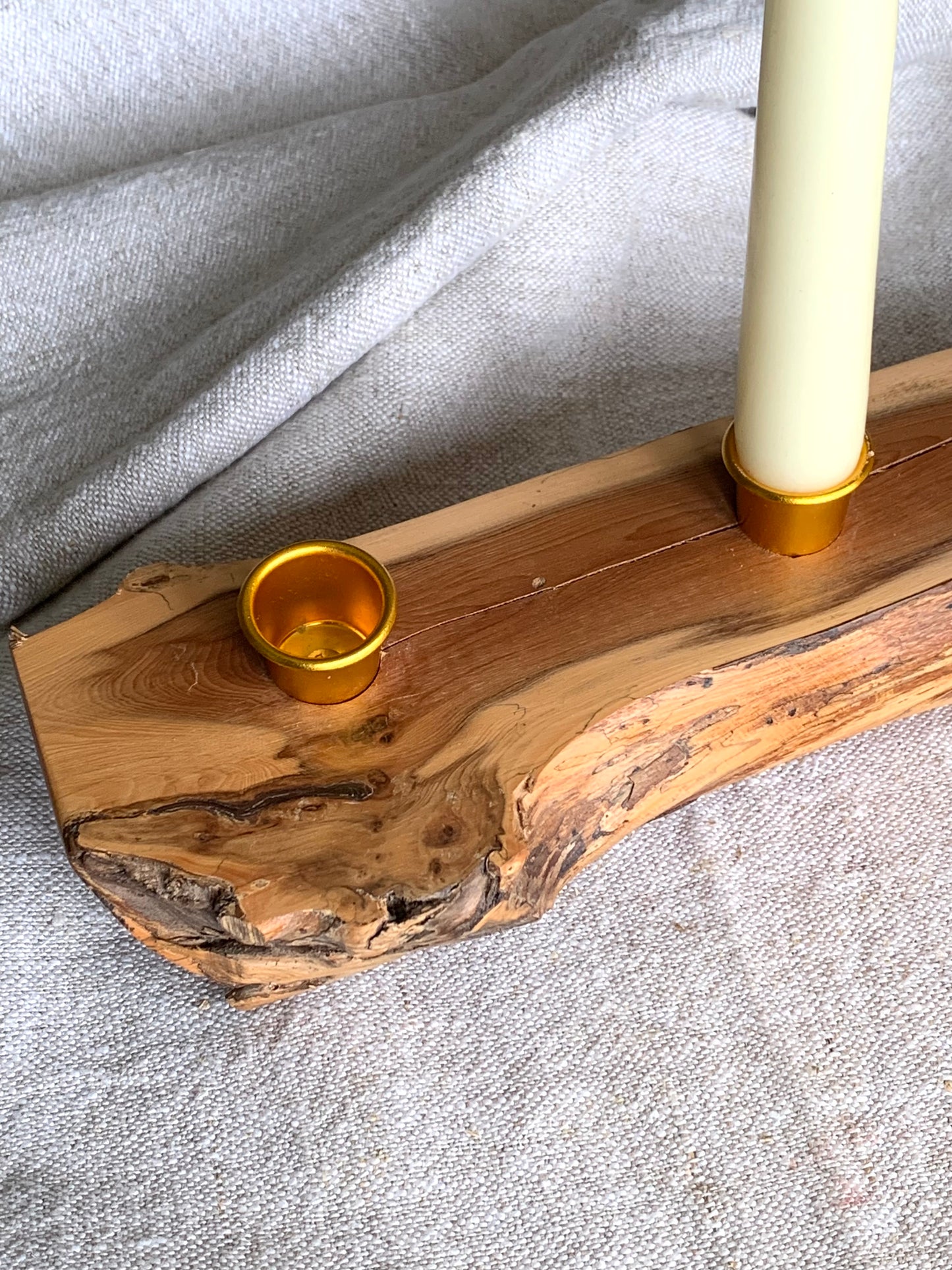 Stunning, handmade wood candleholder.