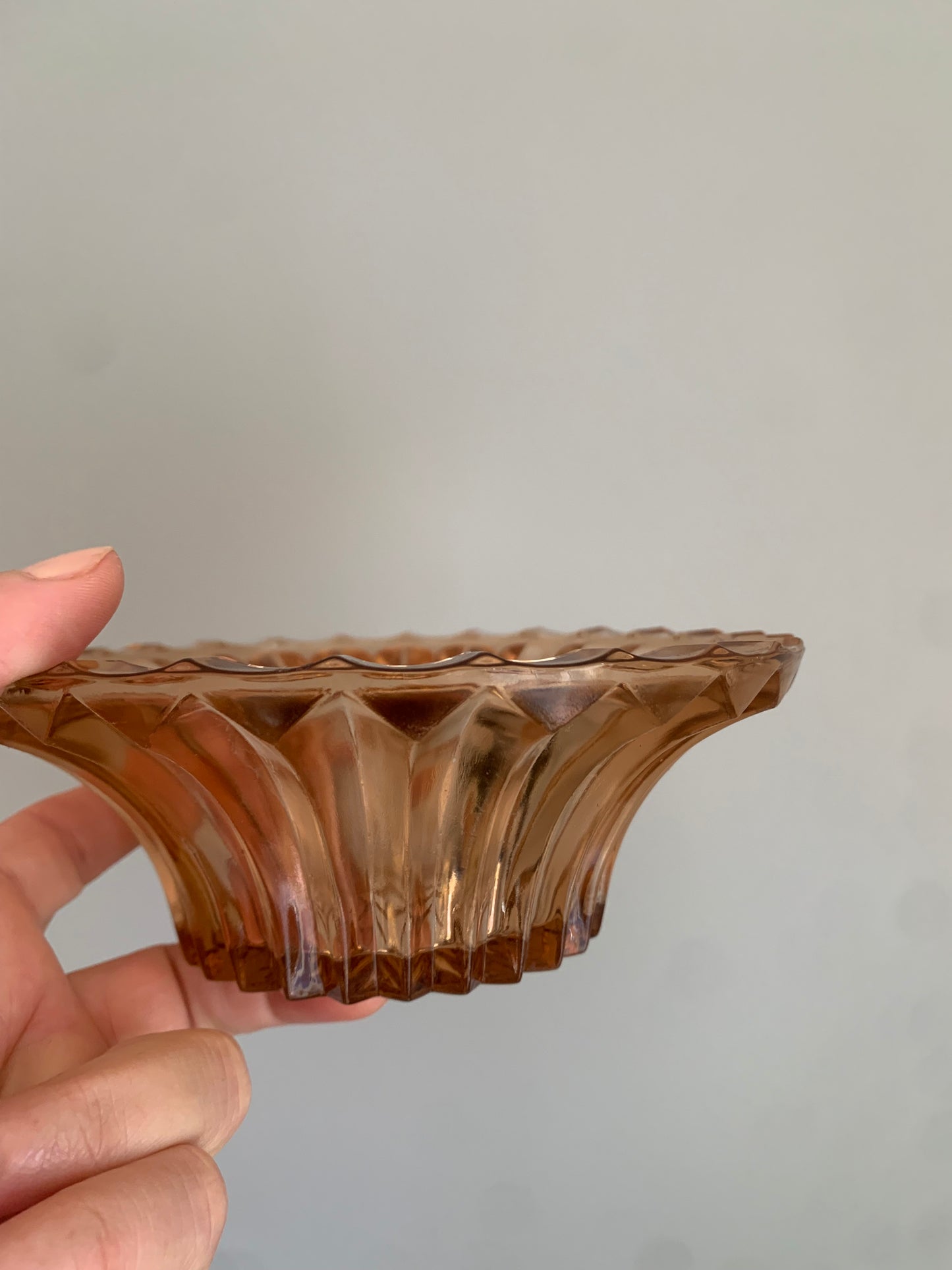 Vintage, caramel coloured glass dessert bowls.