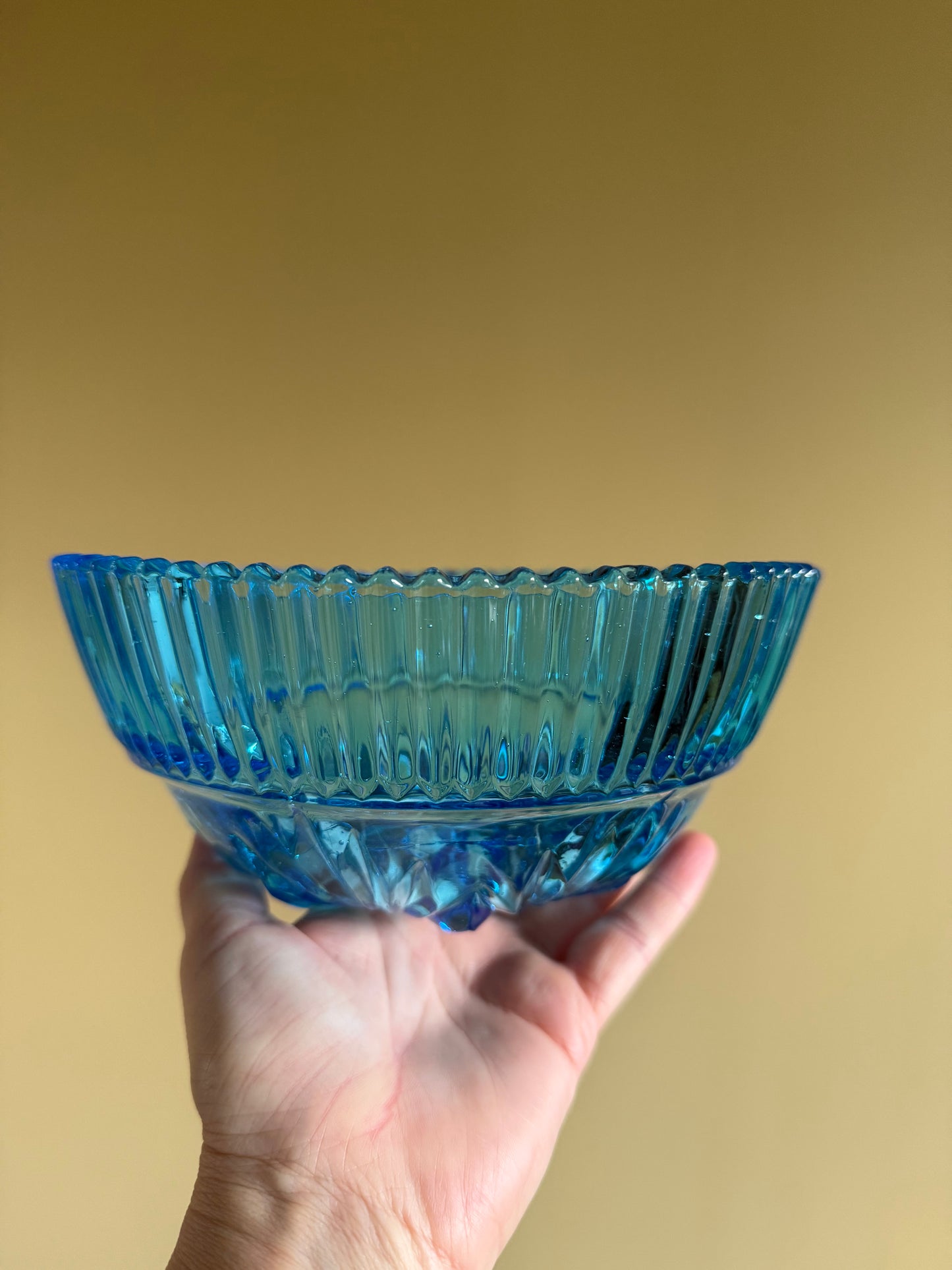 Vintage, blue glass bowl.
