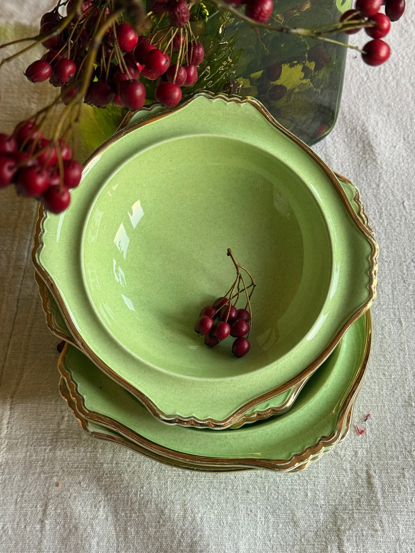 Antique apple green bowls.