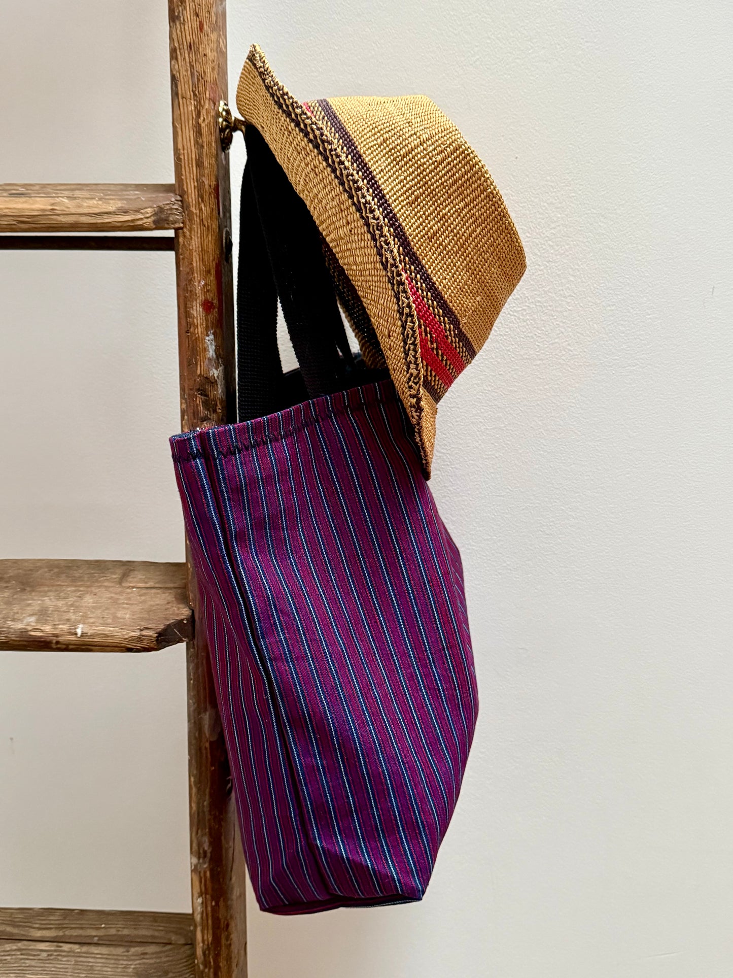 Vintage handwoven cotton tote