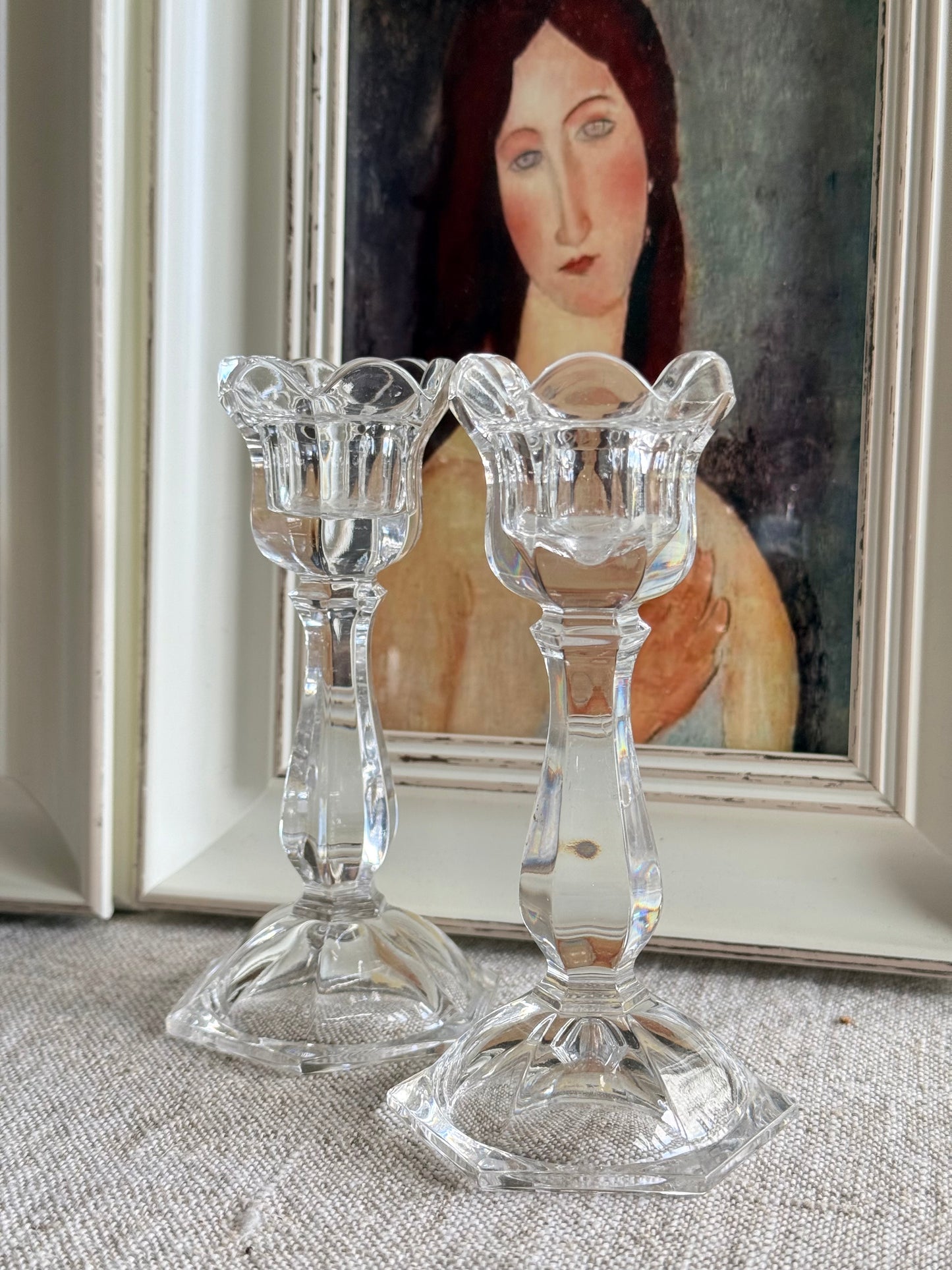 Likely Bohemia vintage crystal candlestick holders.
