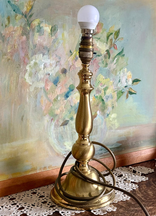 Vintage Solid Brass Table Lamp Base – Made in England – Classic Traditional Bedside Light