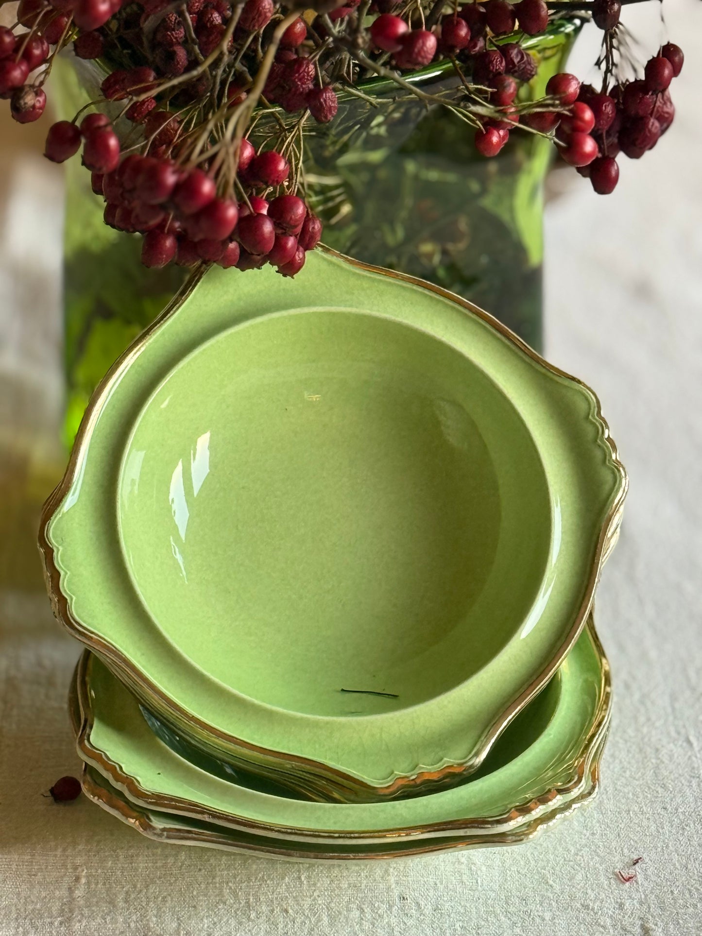 Antique apple green bowls.